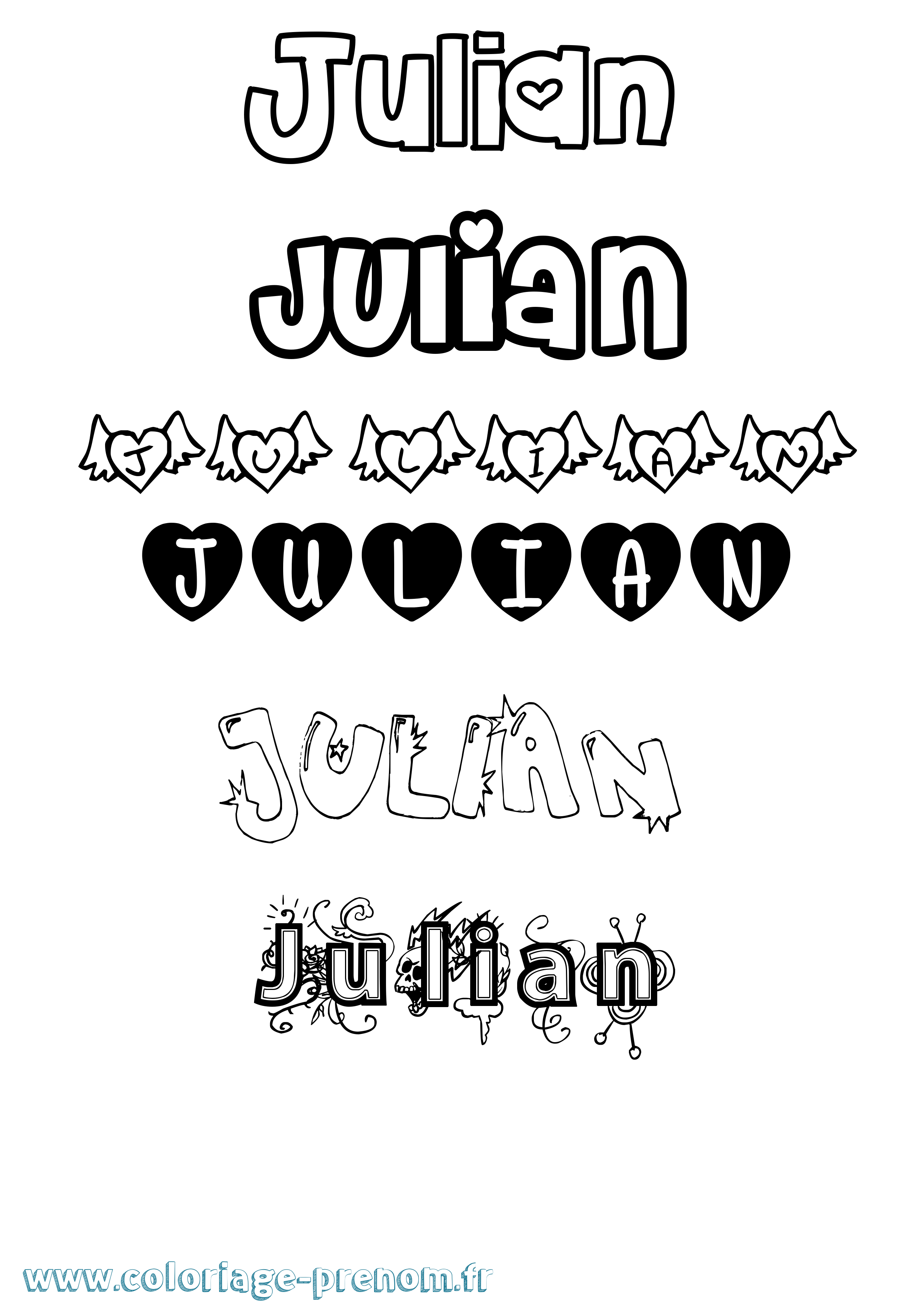 Coloriage prénom Julian Girly