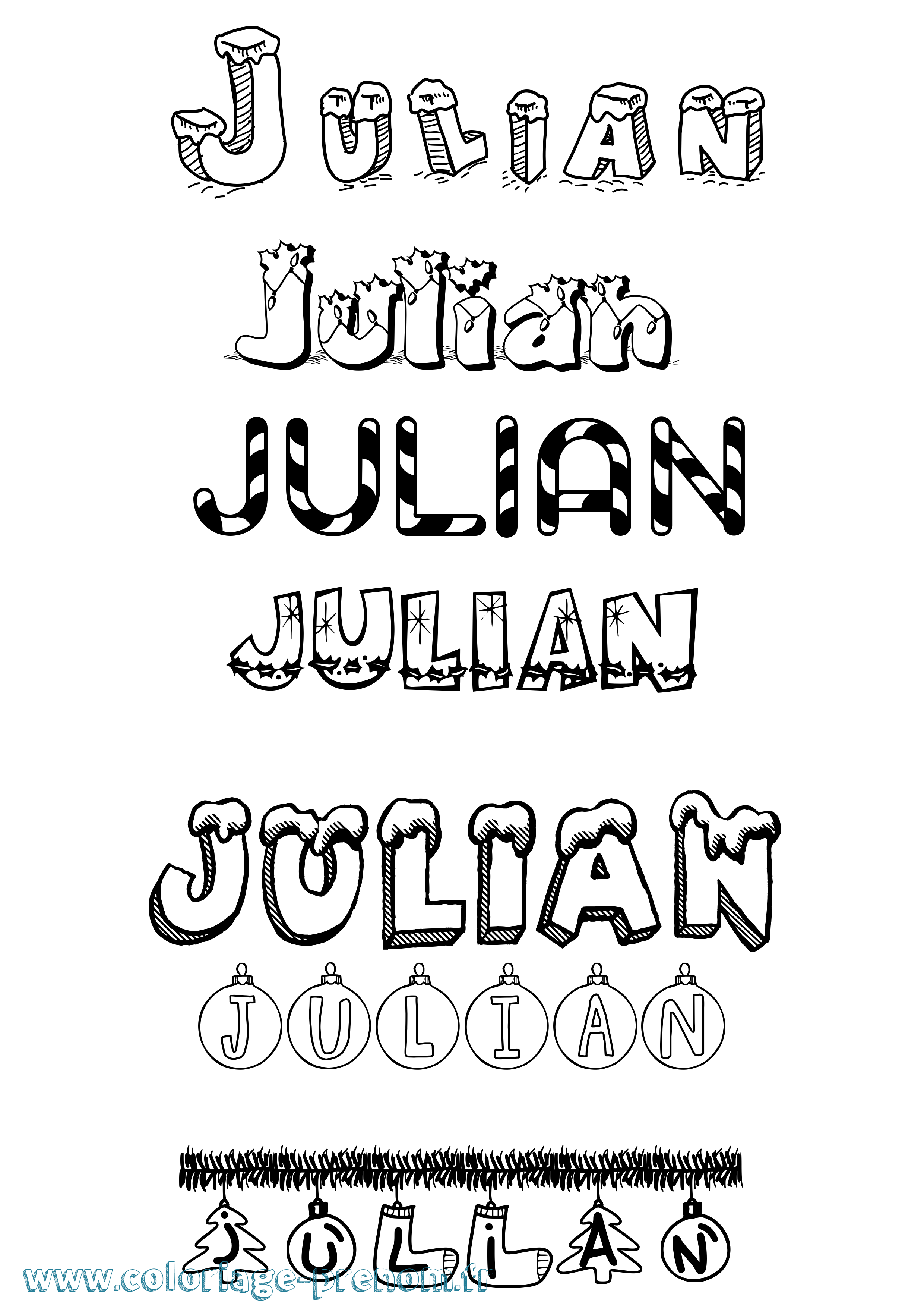 Coloriage prénom Julian Noël