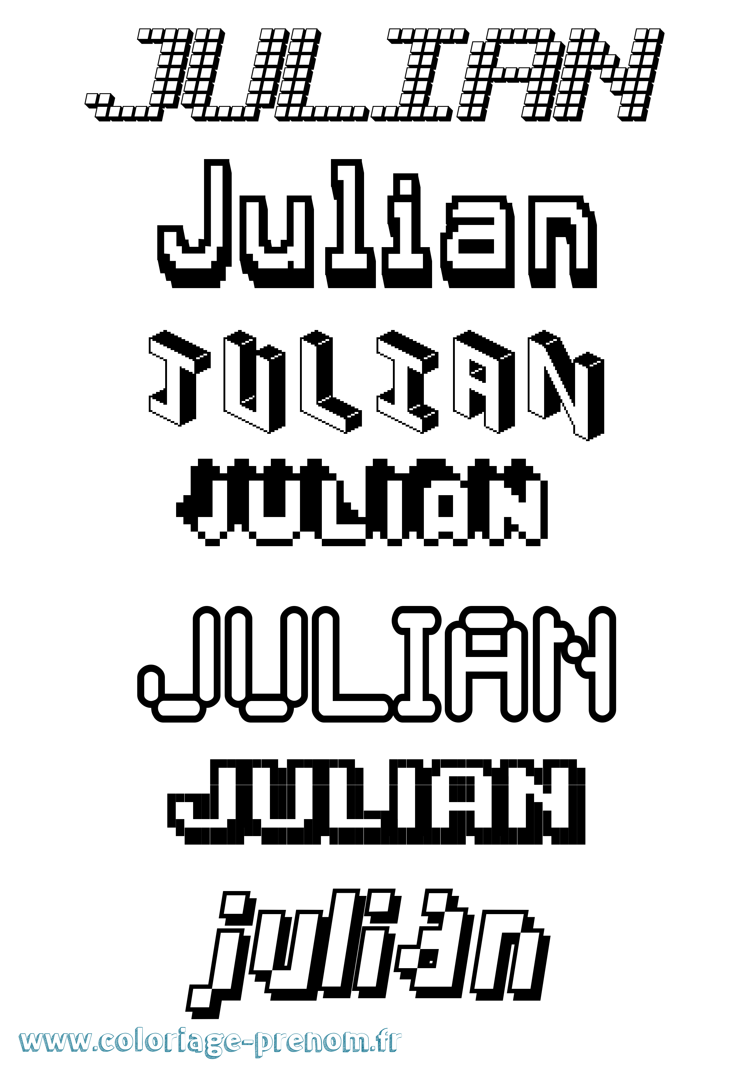 Coloriage prénom Julian Pixel