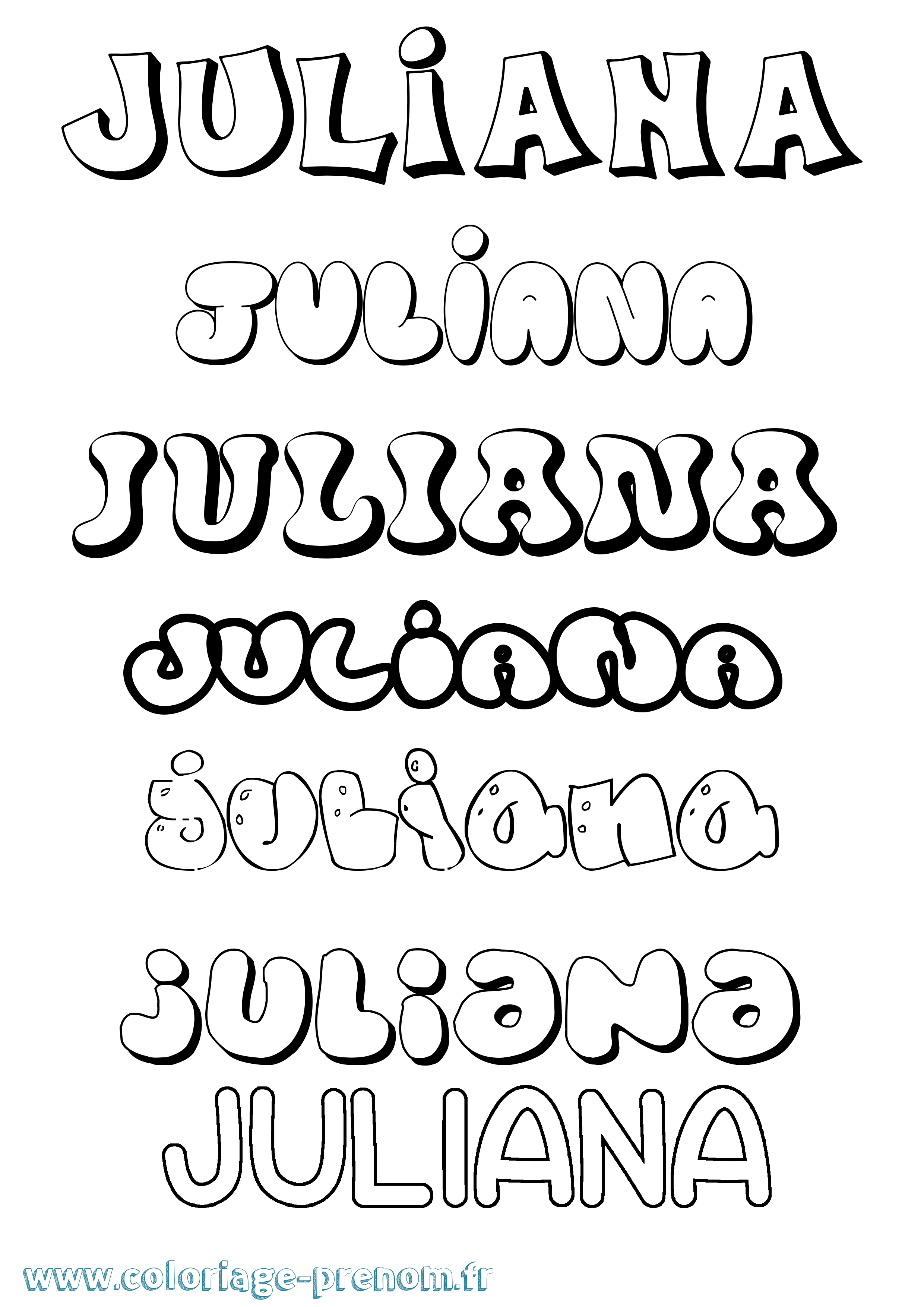 Coloriage Juliana Coloriage prénom Juliana