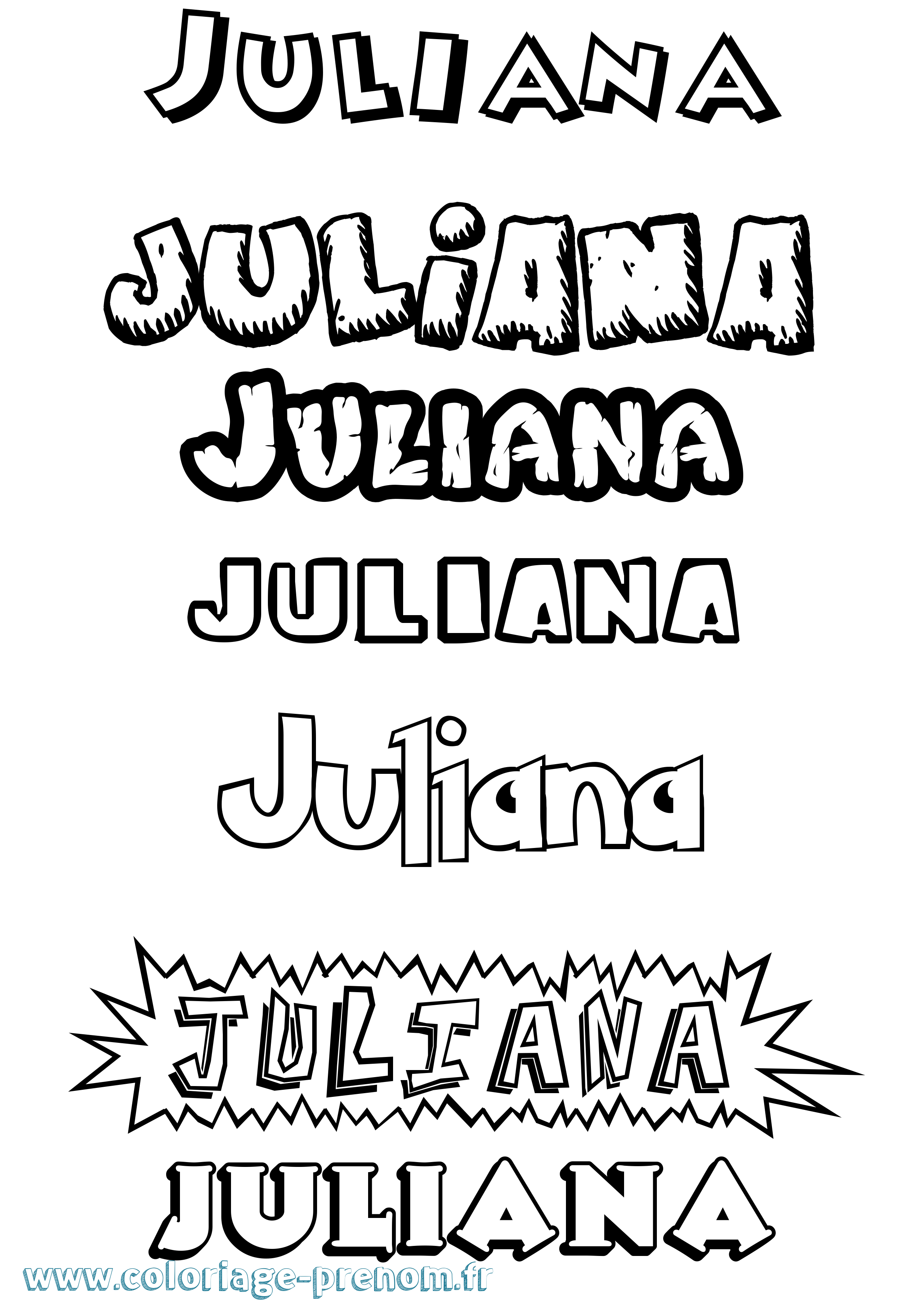 Coloriage Juliana Coloriage prénom Juliana