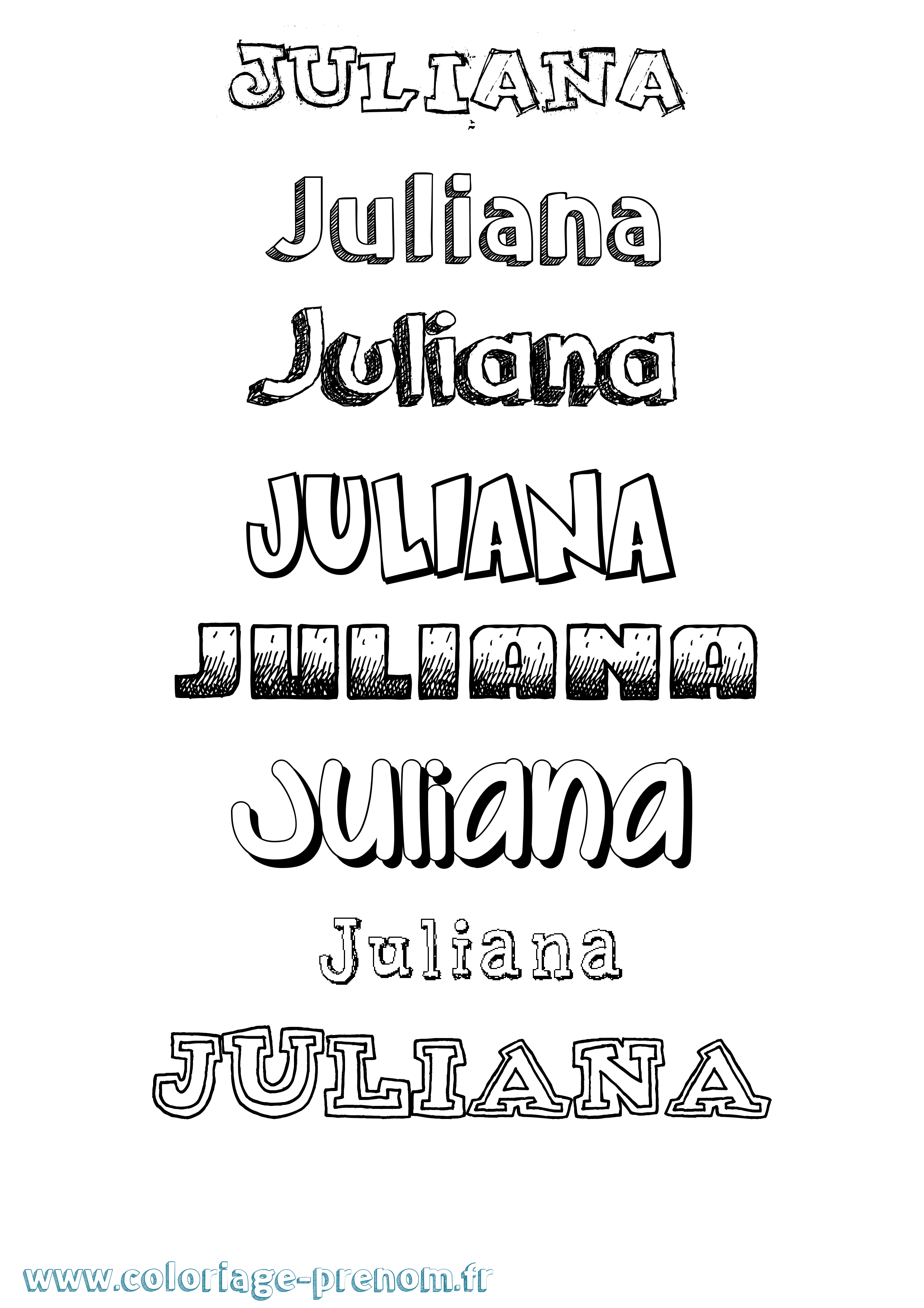 Coloriage Juliana Coloriage prénom Juliana