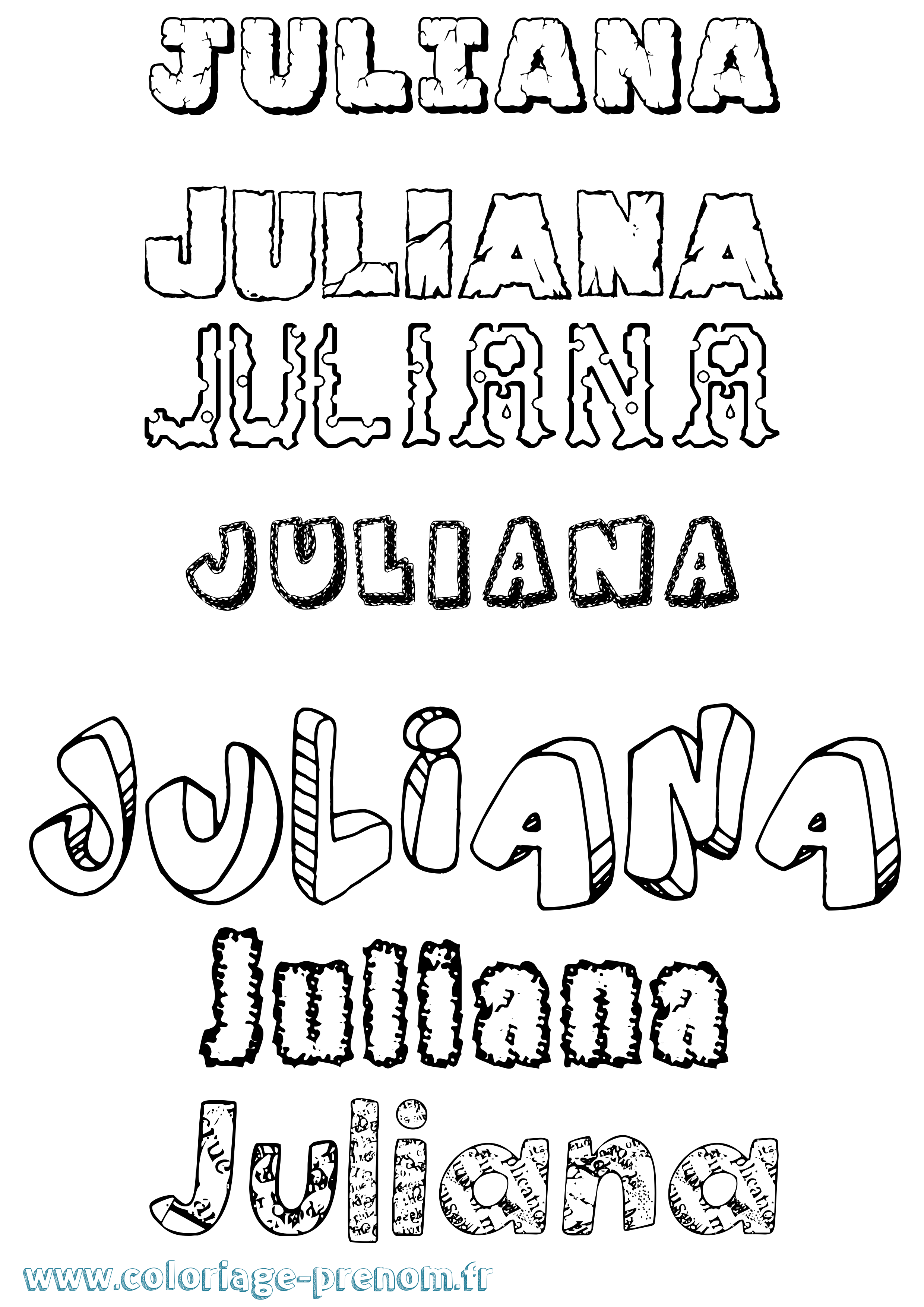 Coloriage Juliana Coloriage prénom Juliana