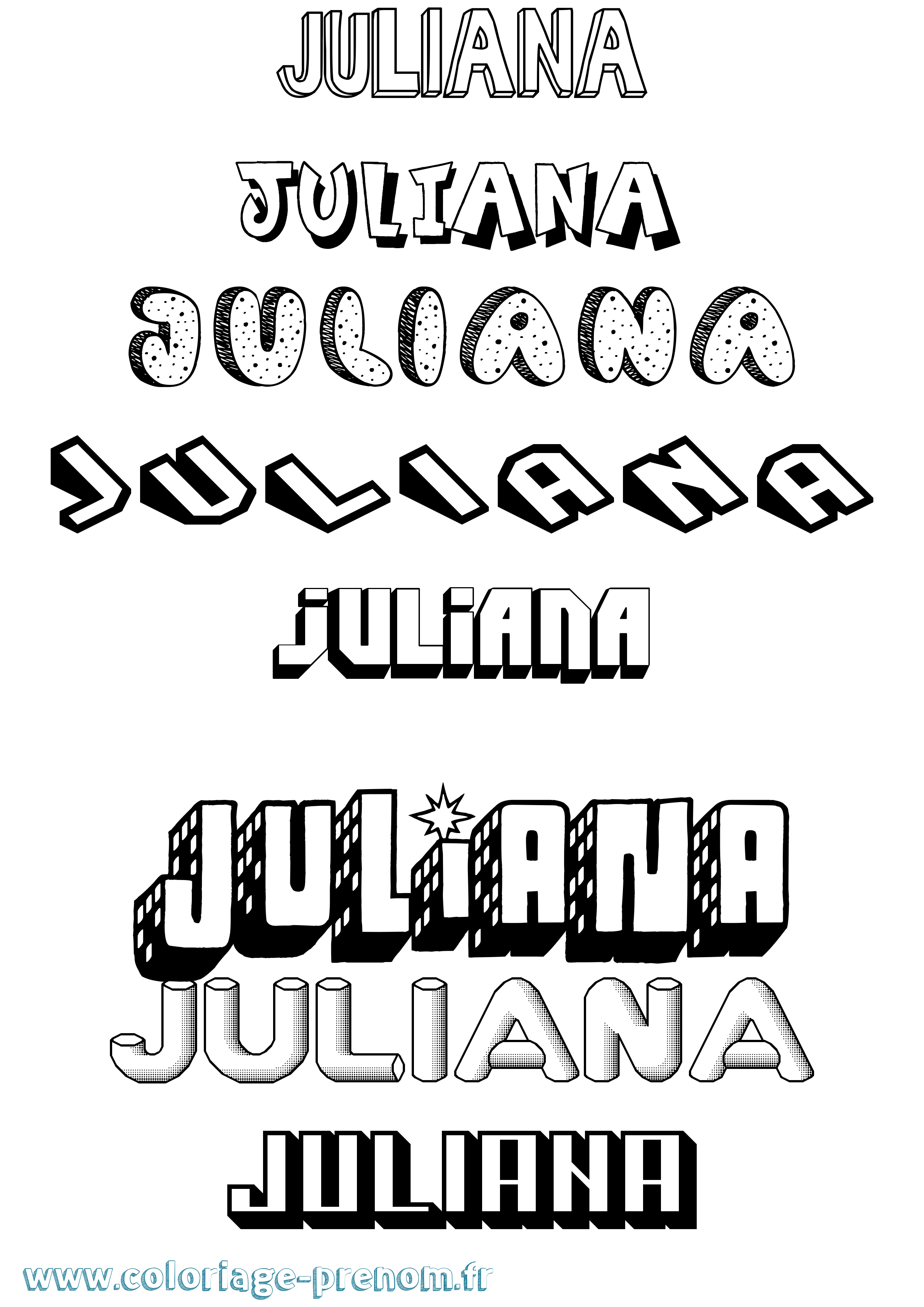 Coloriage Juliana Coloriage prénom Juliana