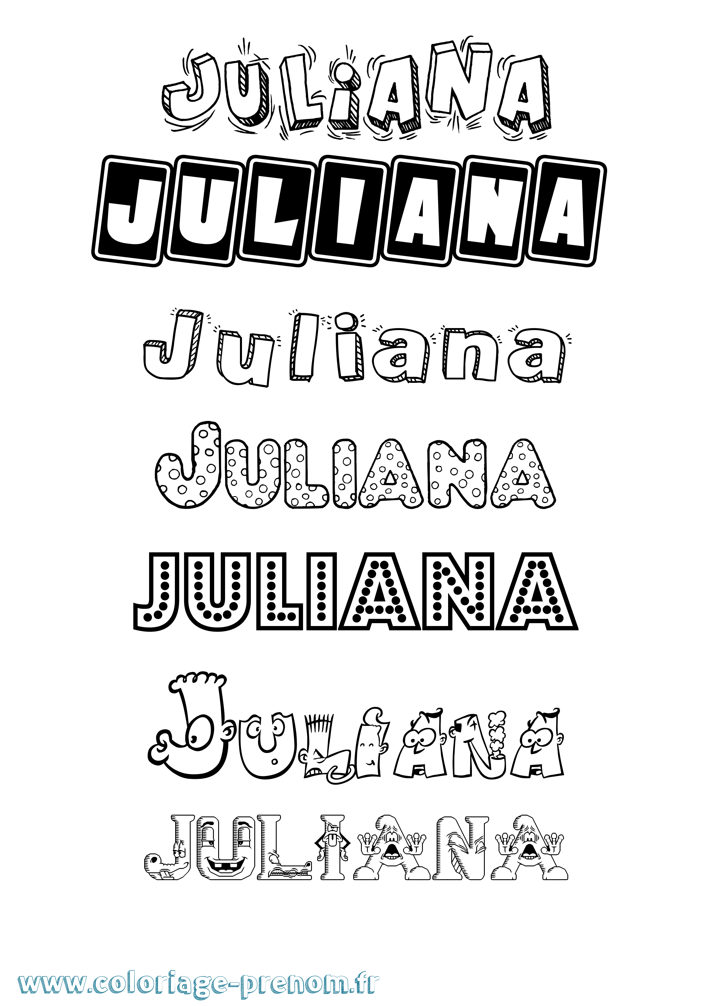 Coloriage prénom Juliana