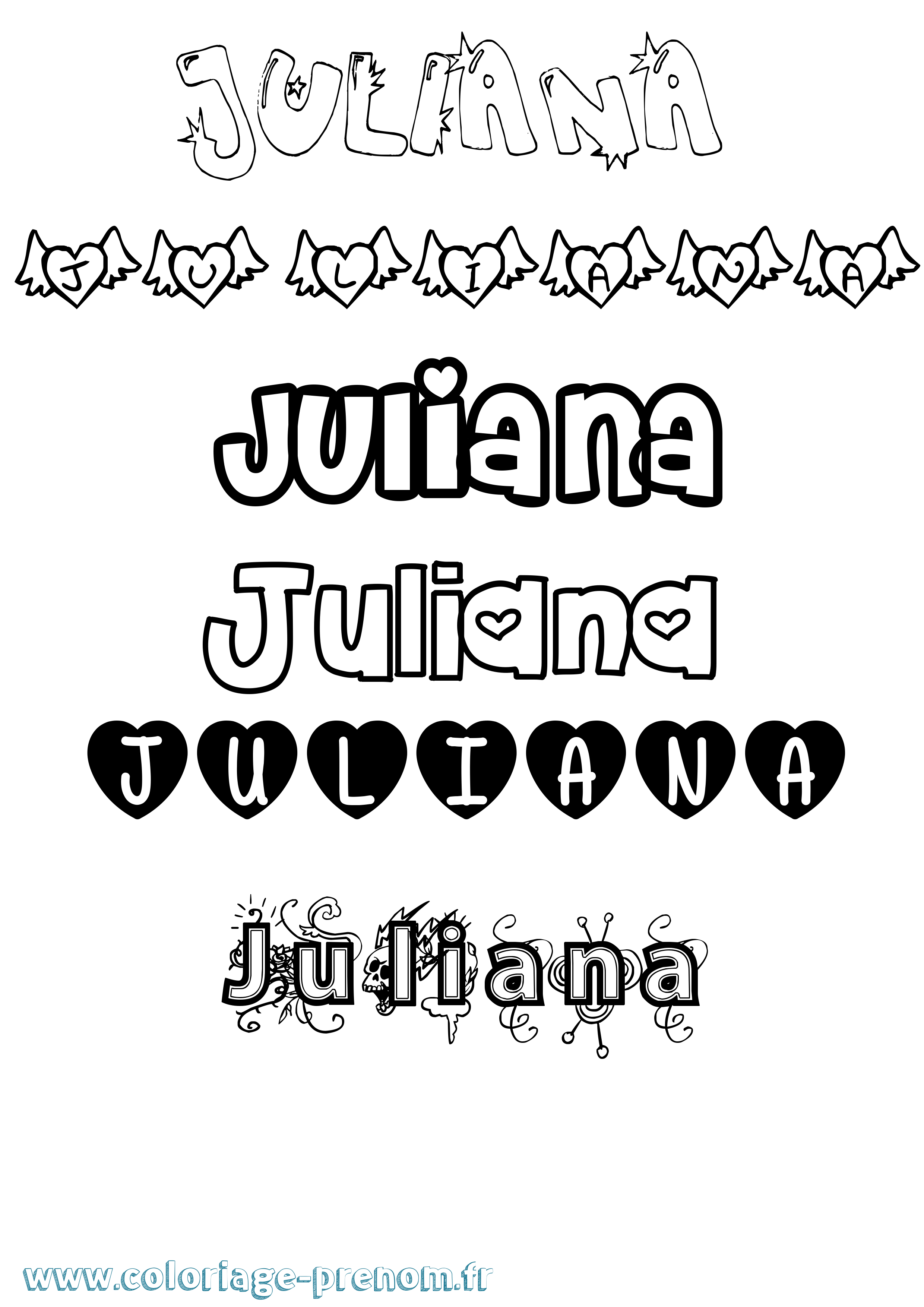 Coloriage Juliana Coloriage prénom Juliana