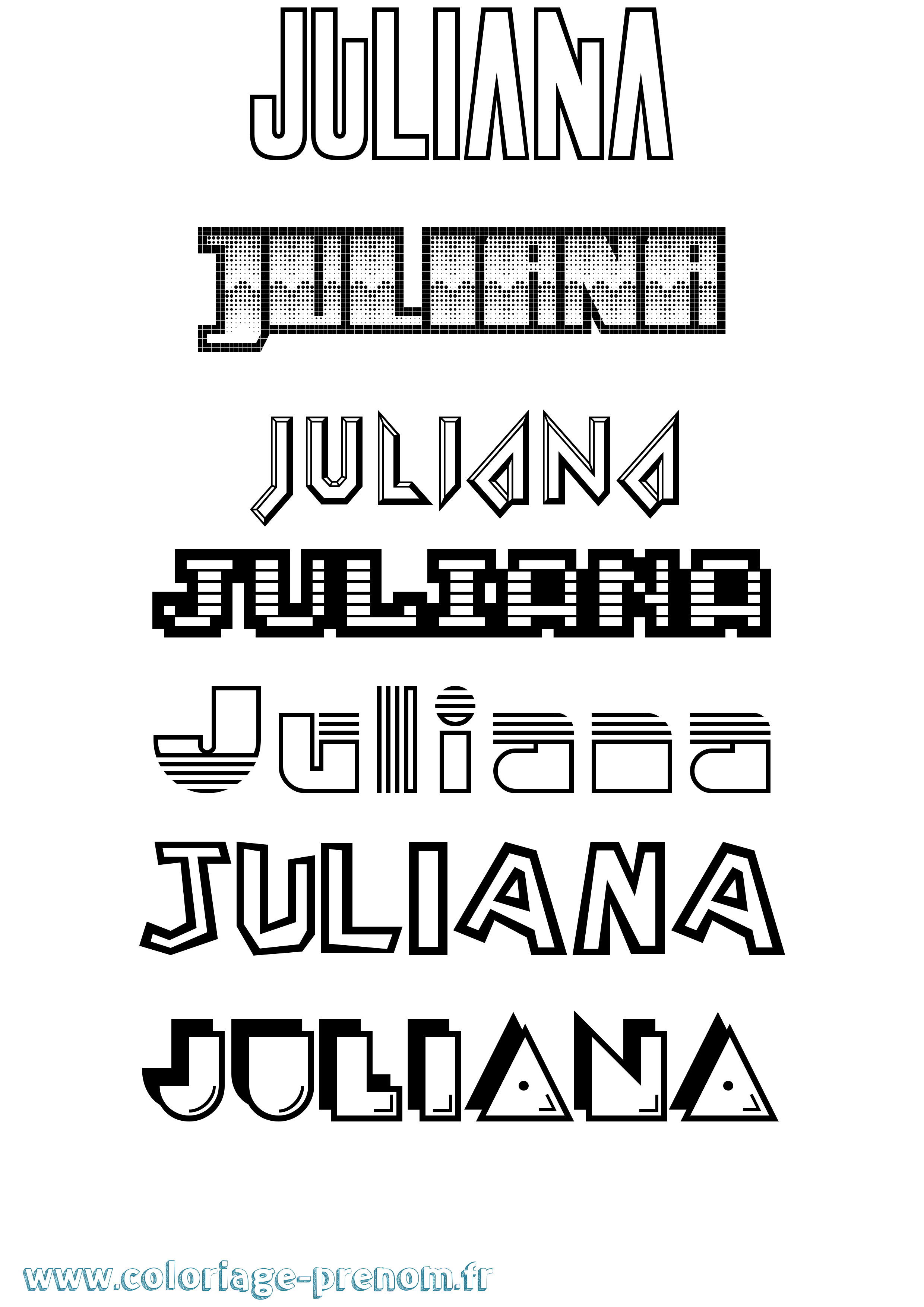 Coloriage Juliana Coloriage prénom Juliana