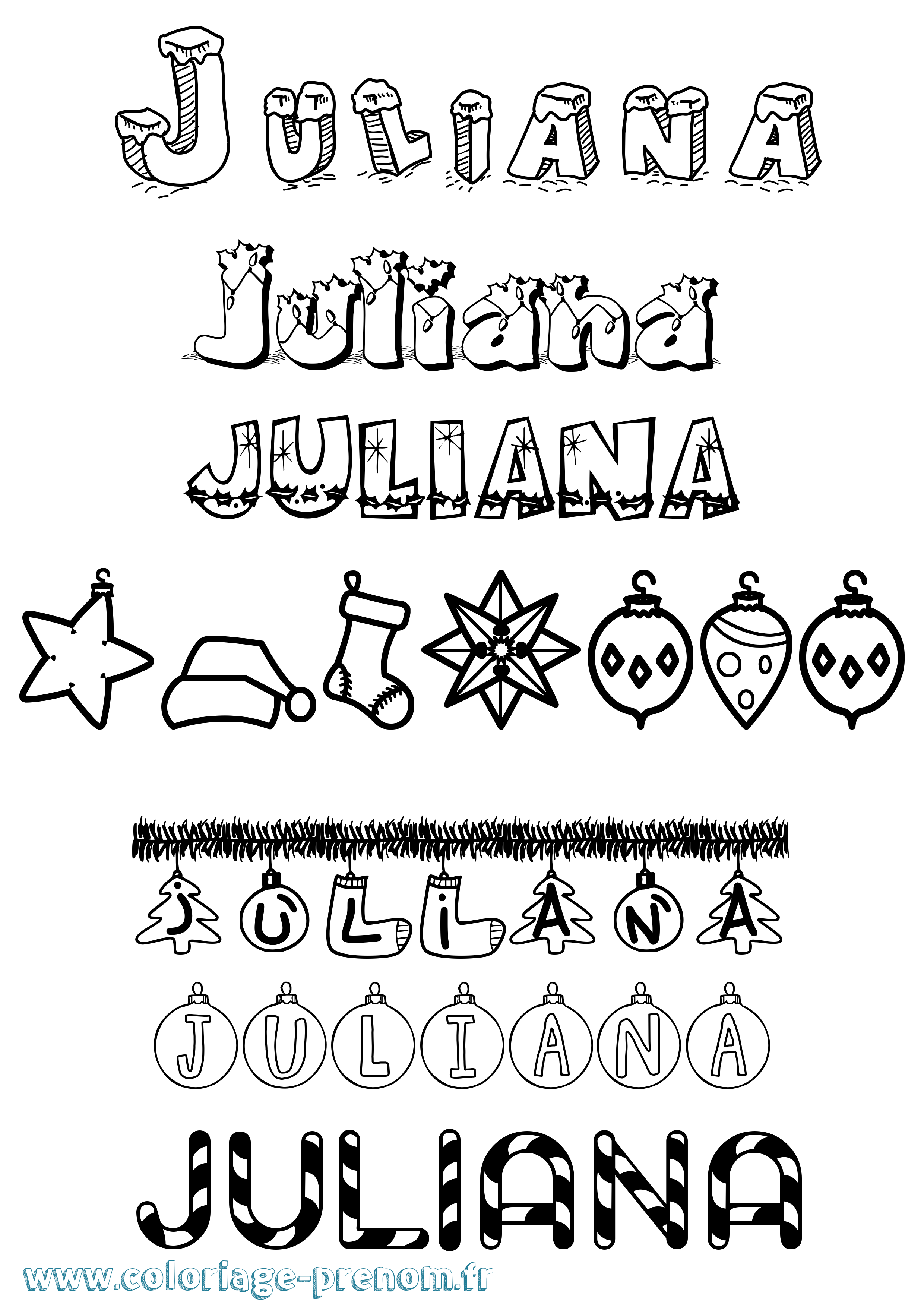 Coloriage Juliana Coloriage prénom Juliana