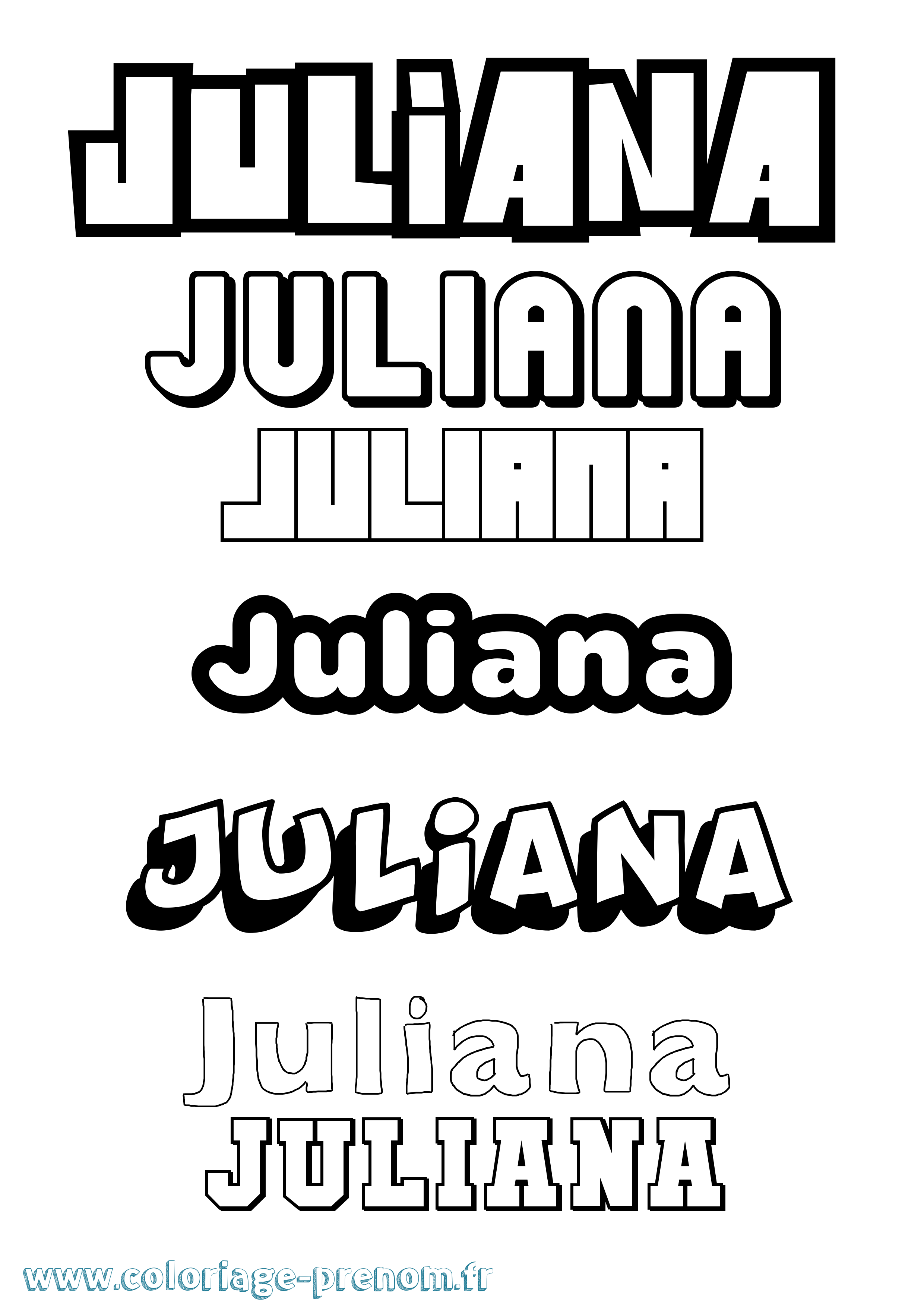 Coloriage Juliana Coloriage prénom Juliana