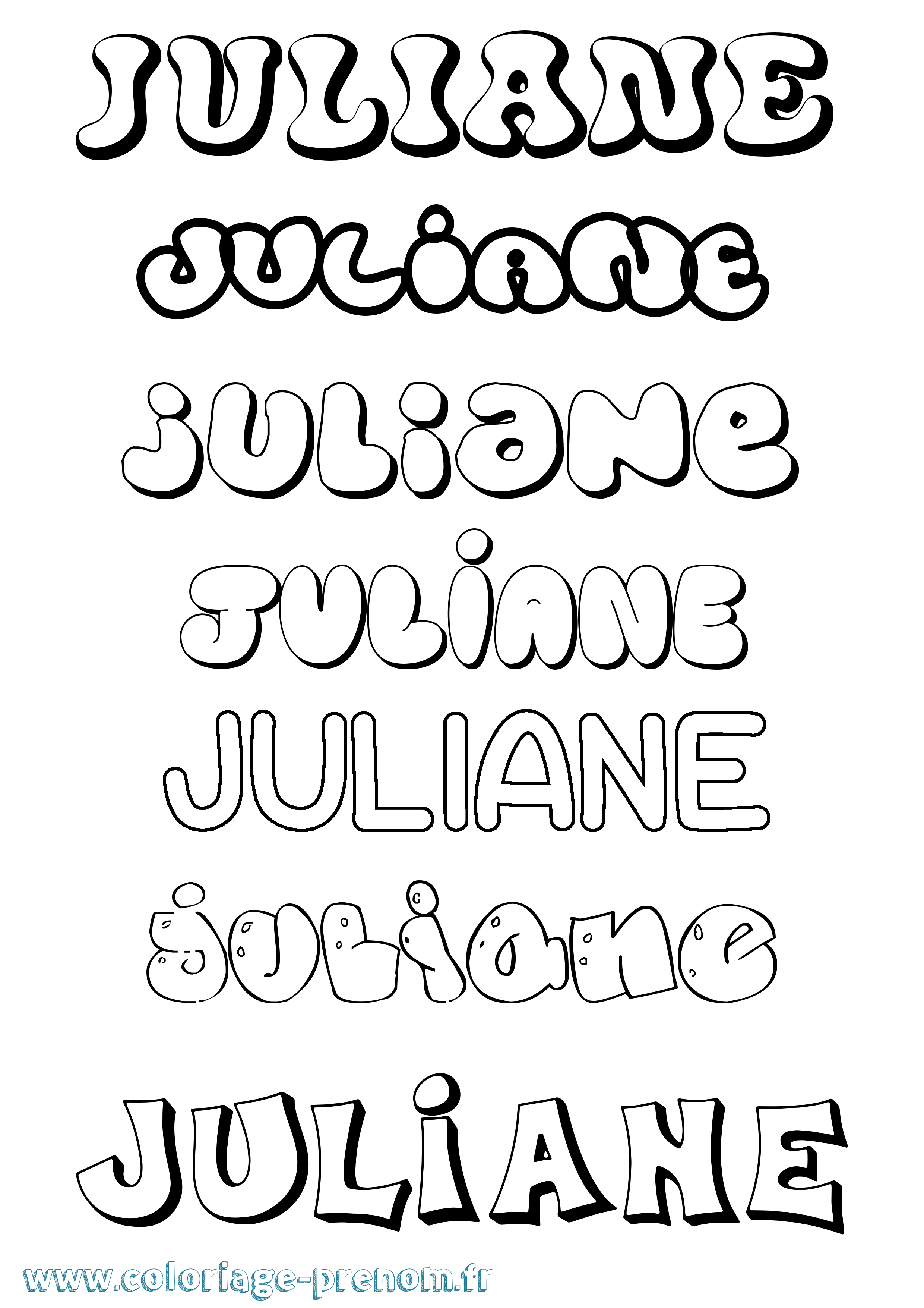 Coloriage Juliane Bubble Coloriage prénom Juliane Bubble