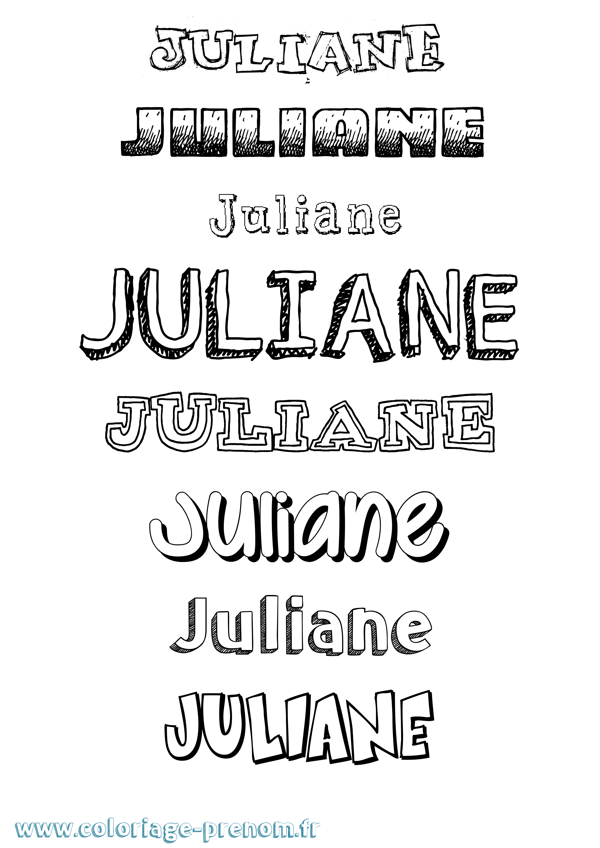 Coloriage Juliane Dessiné Coloriage prénom Juliane Dessiné