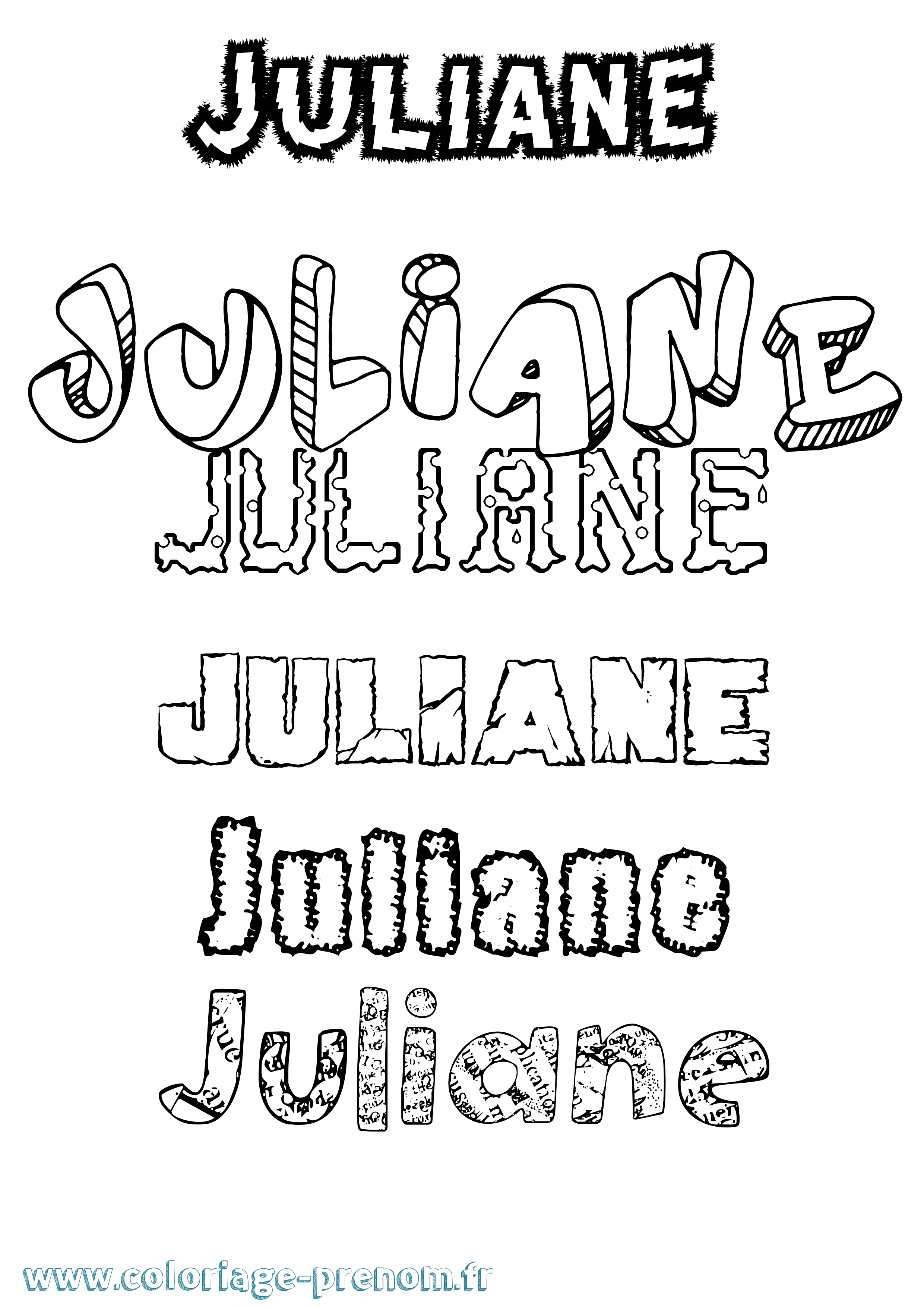 Coloriage Juliane Destructuré Coloriage prénom Juliane Destructuré