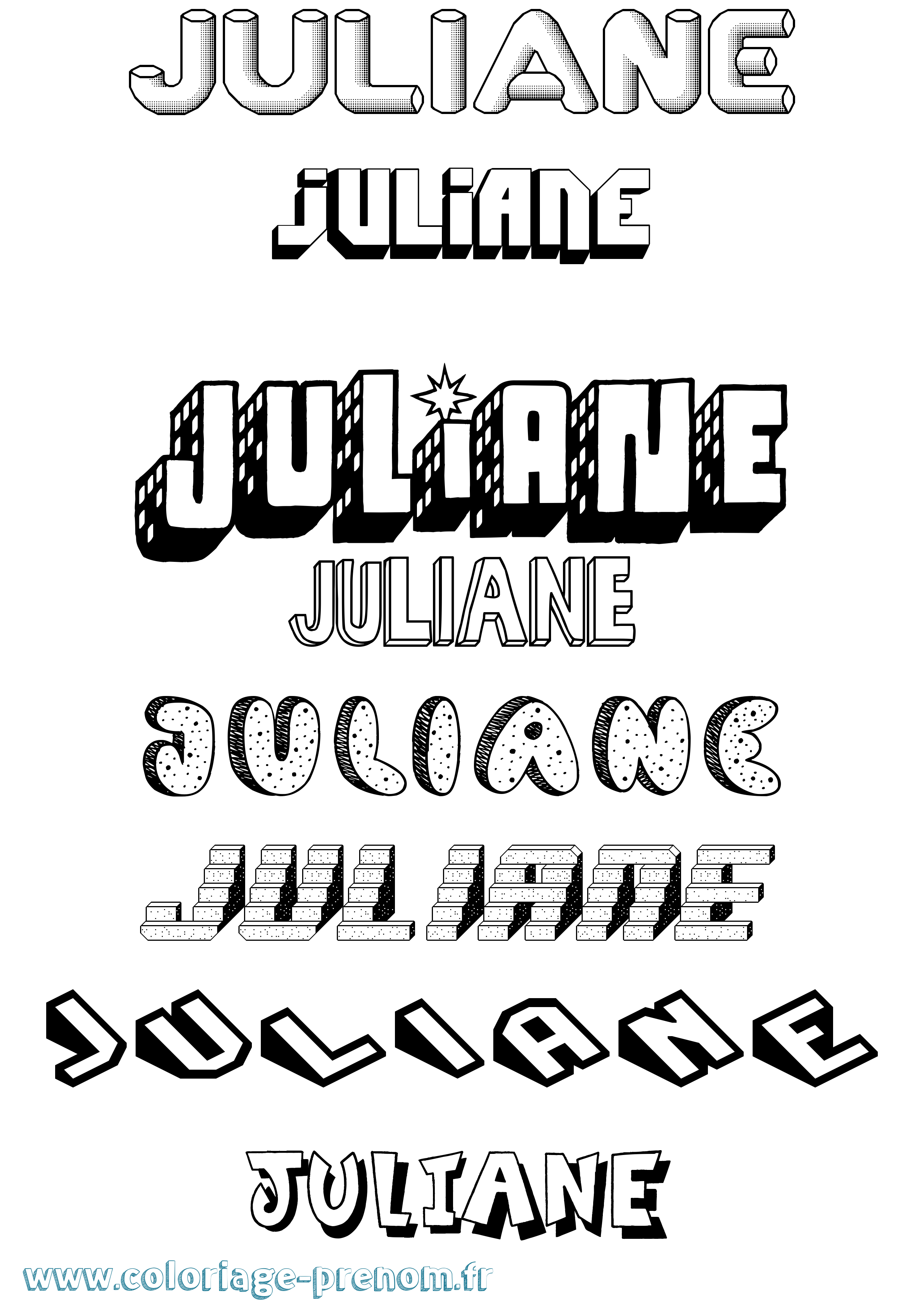 Coloriage Juliane Effet 3D Coloriage prénom Juliane Effet 3D