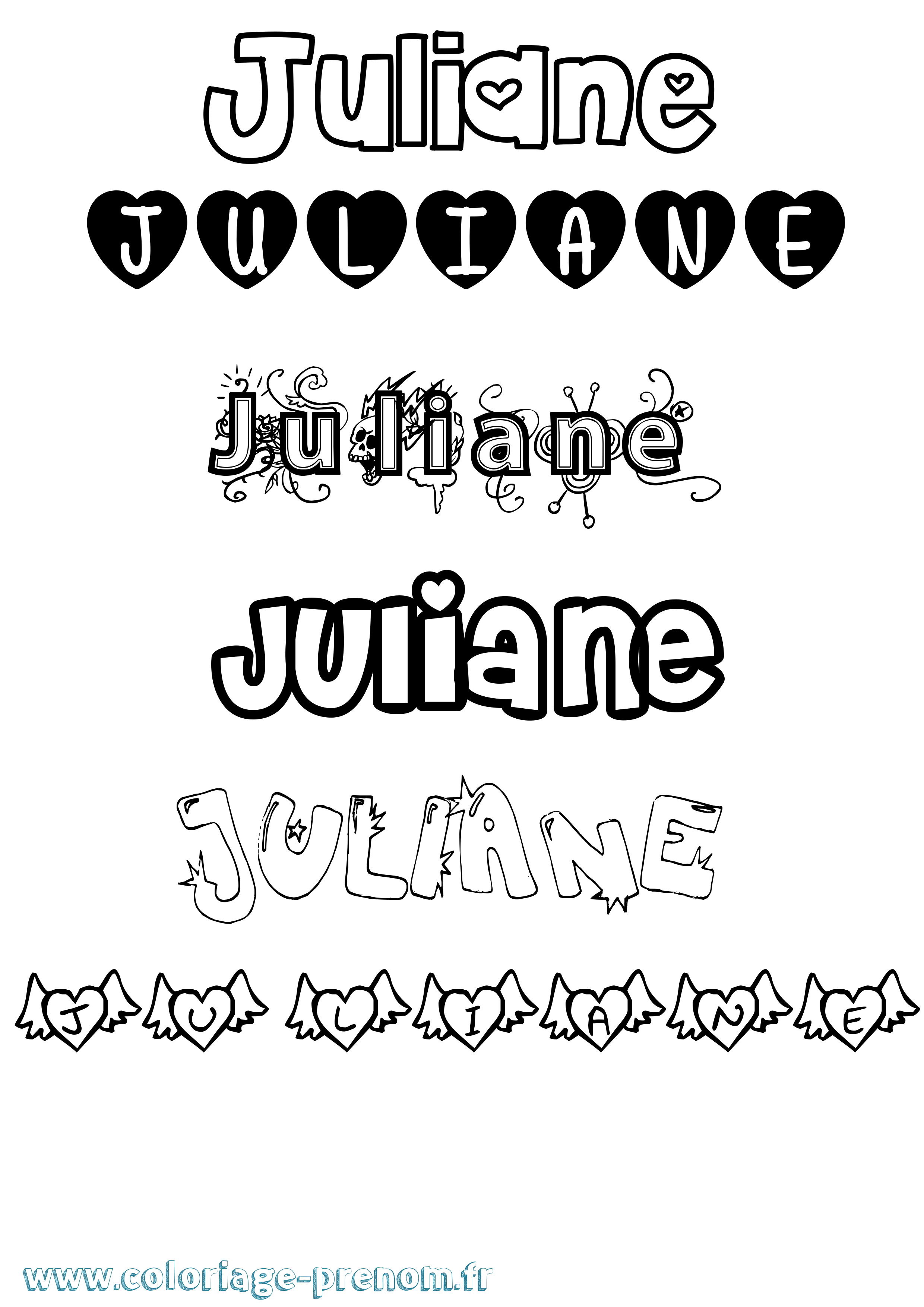 Coloriage Juliane Girly Coloriage prénom Juliane Girly