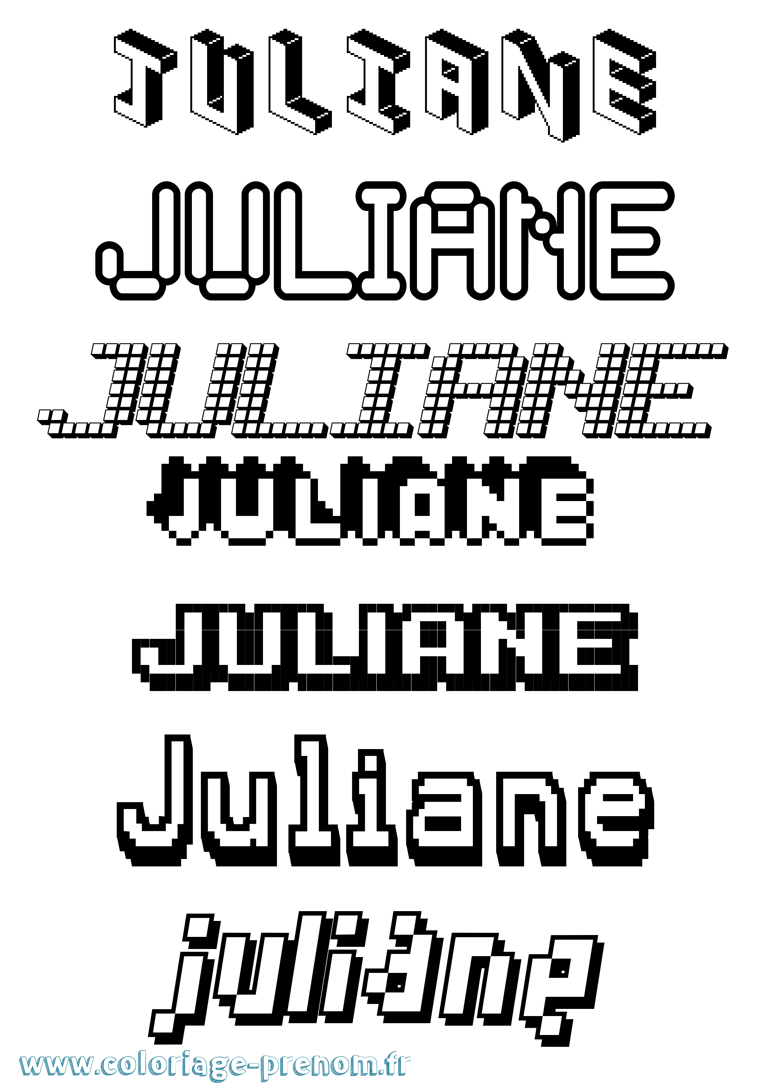 Coloriage Juliane Pixel Coloriage prénom Juliane Pixel