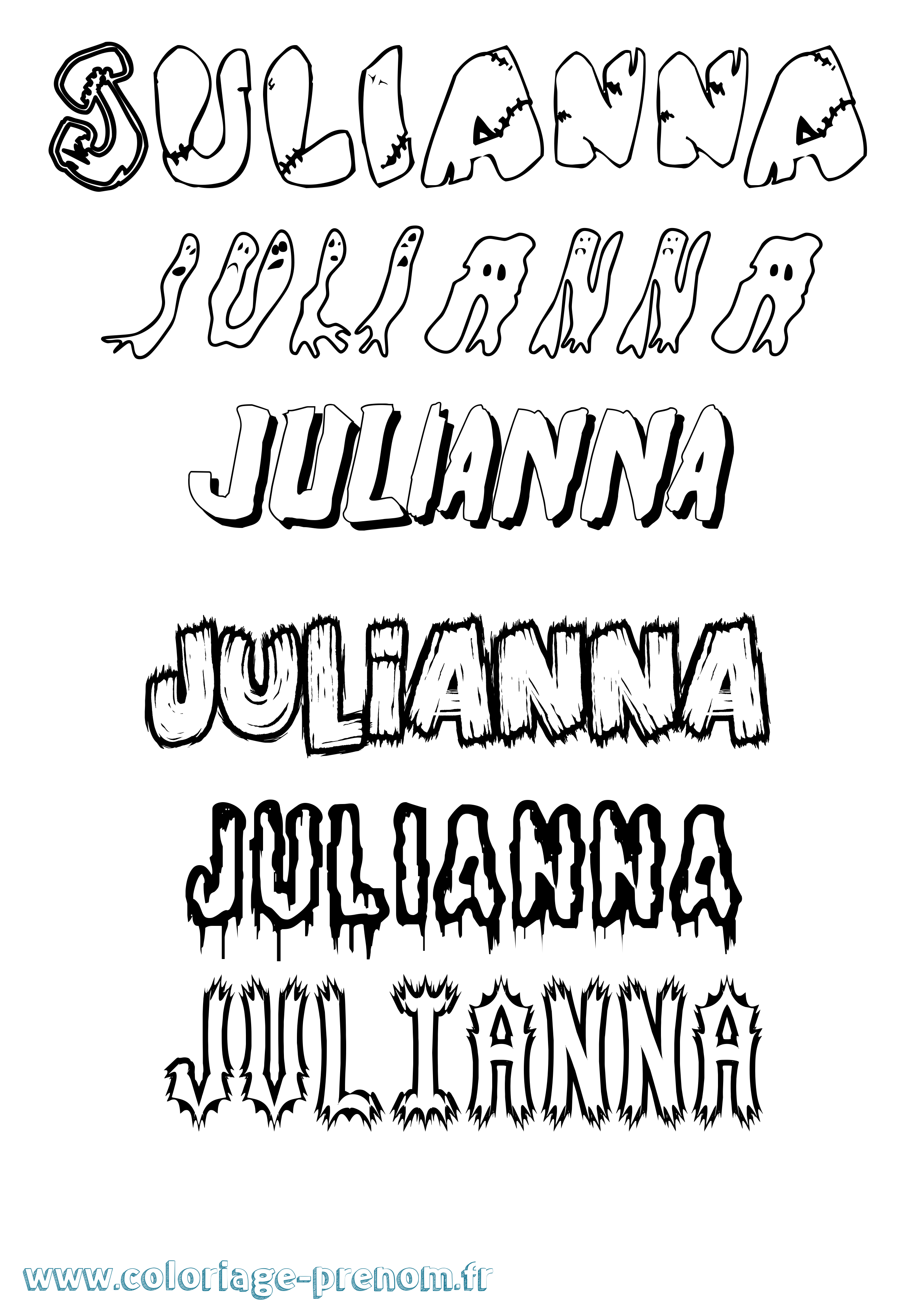 Coloriage prénom Julianna Frisson