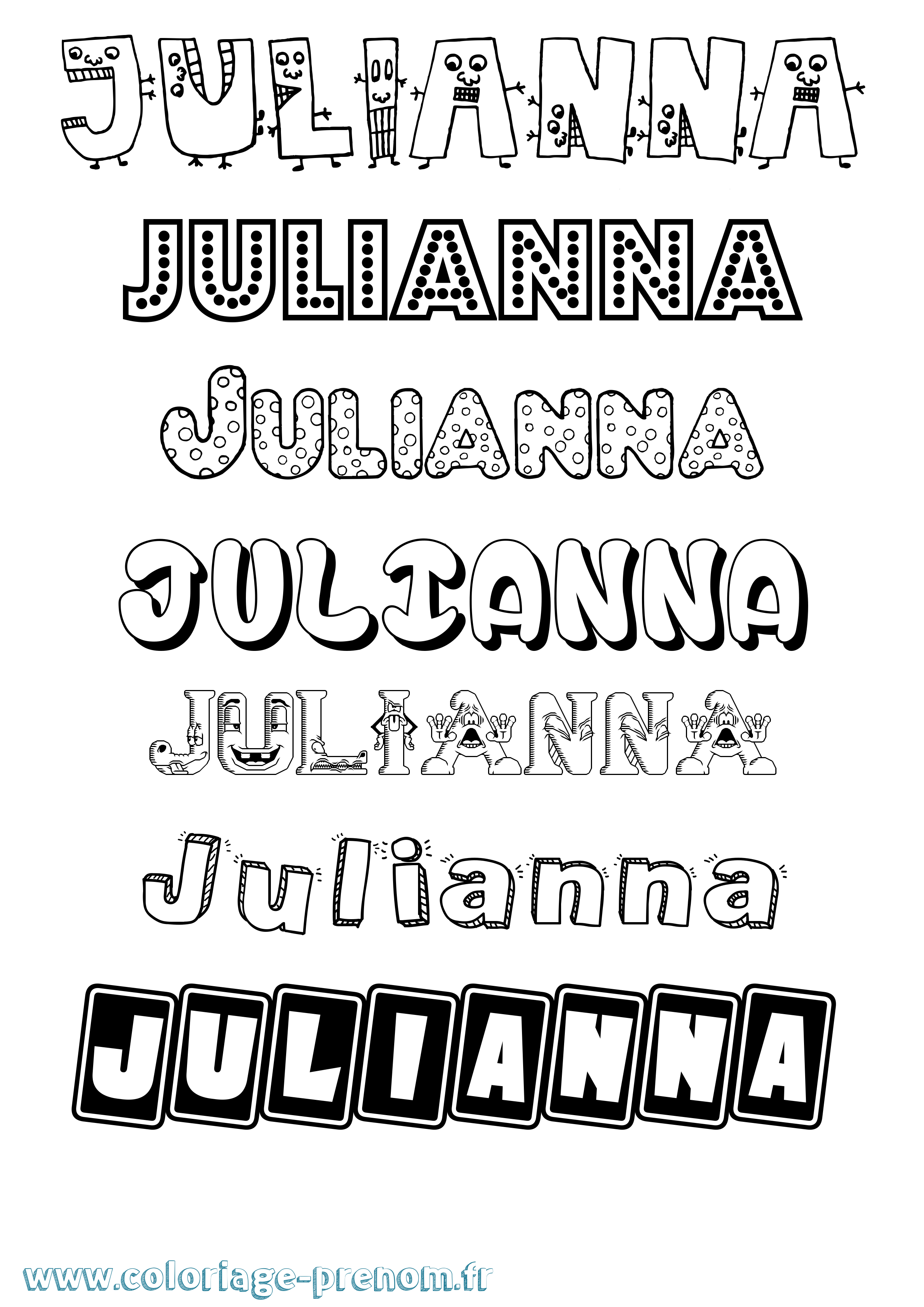 Coloriage prénom Julianna Fun