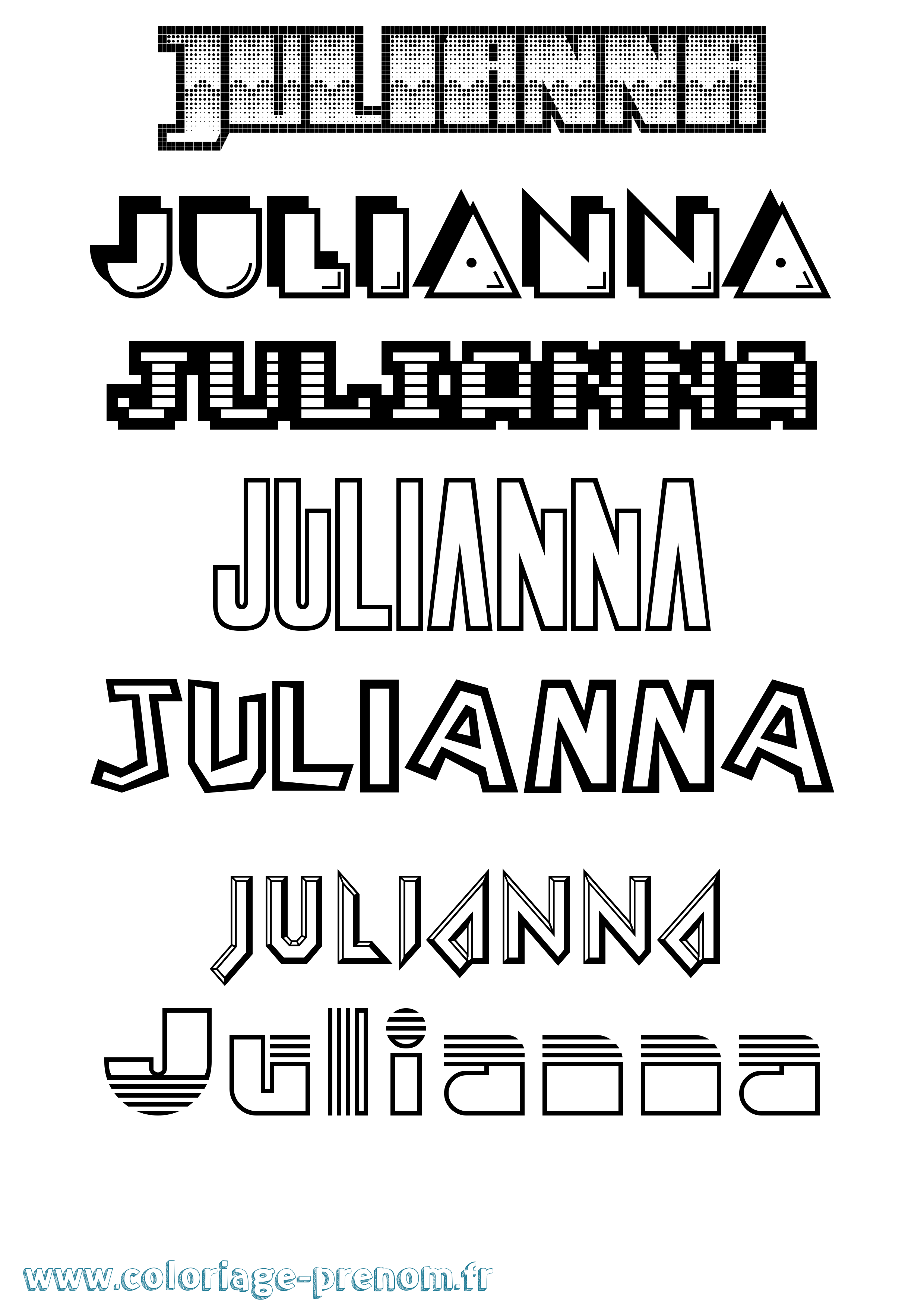 Coloriage prénom Julianna Jeux Vidéos