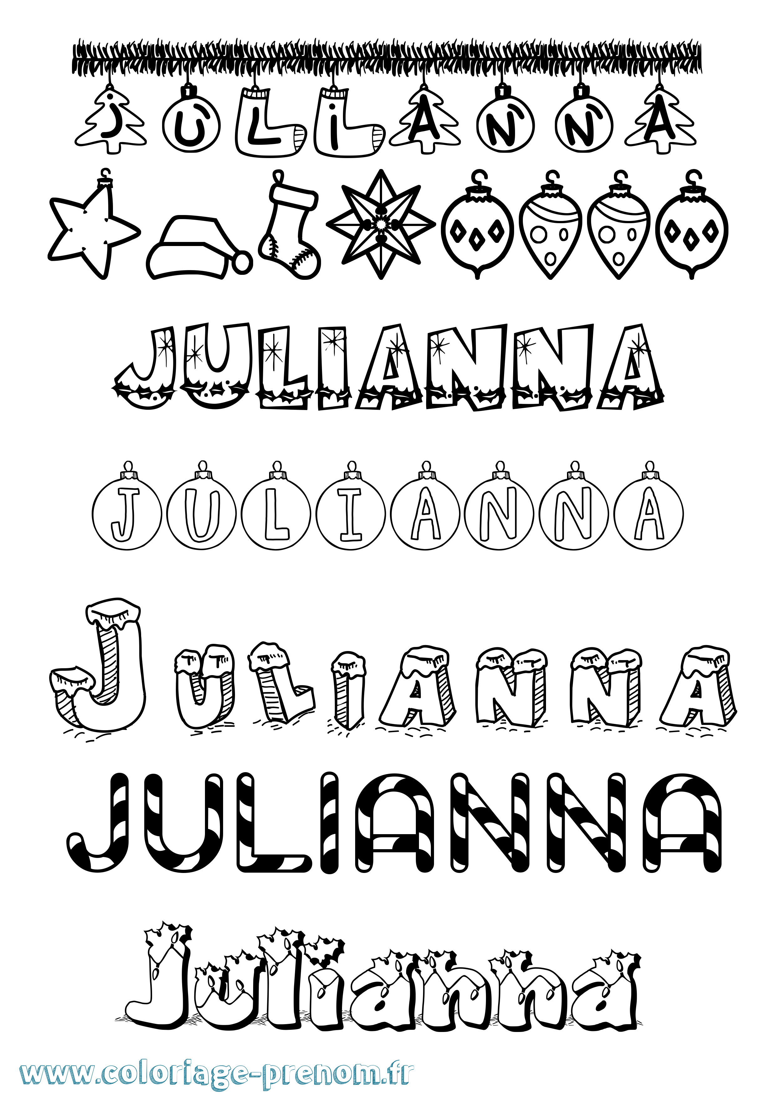Coloriage prénom Julianna Noël