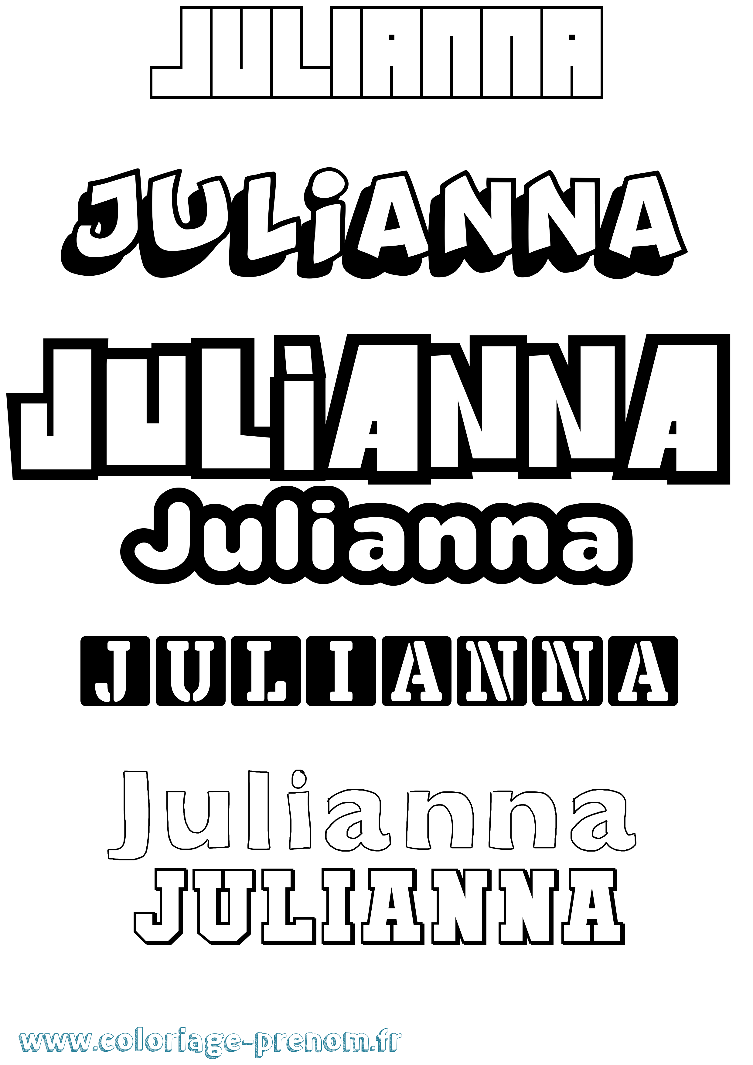 Coloriage prénom Julianna Simple