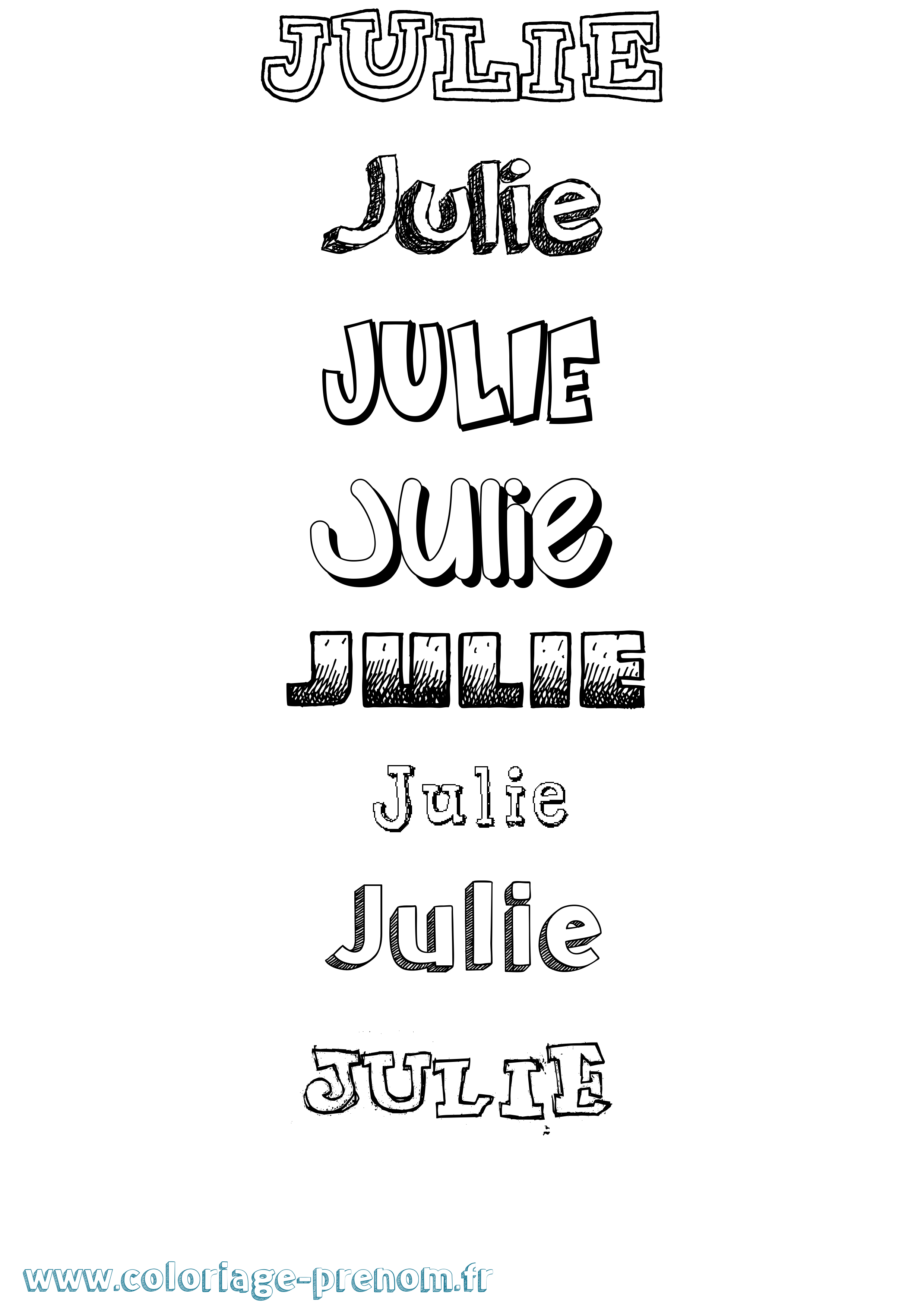 Coloriage prénom Julie Dessiné