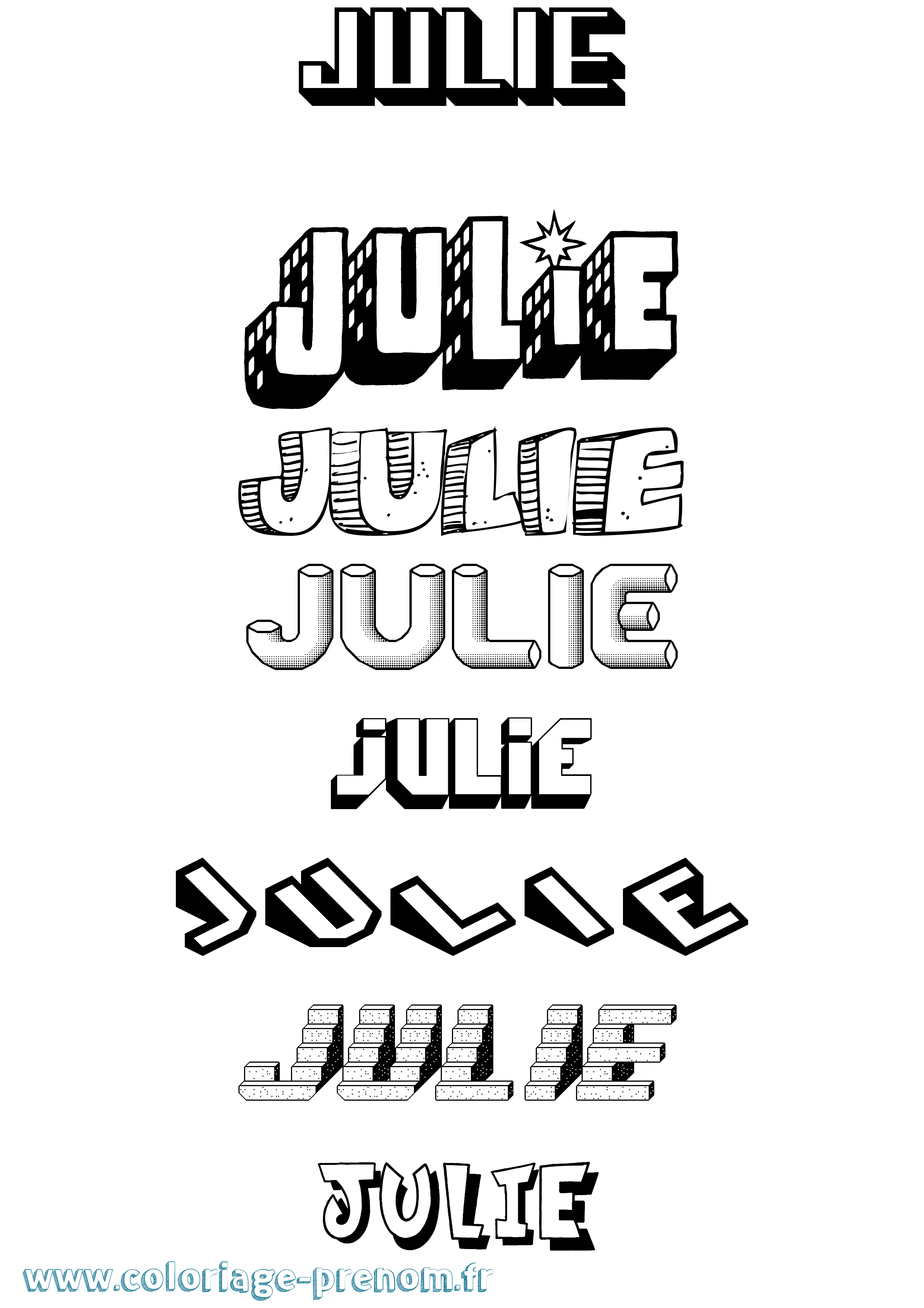 Coloriage prénom Julie