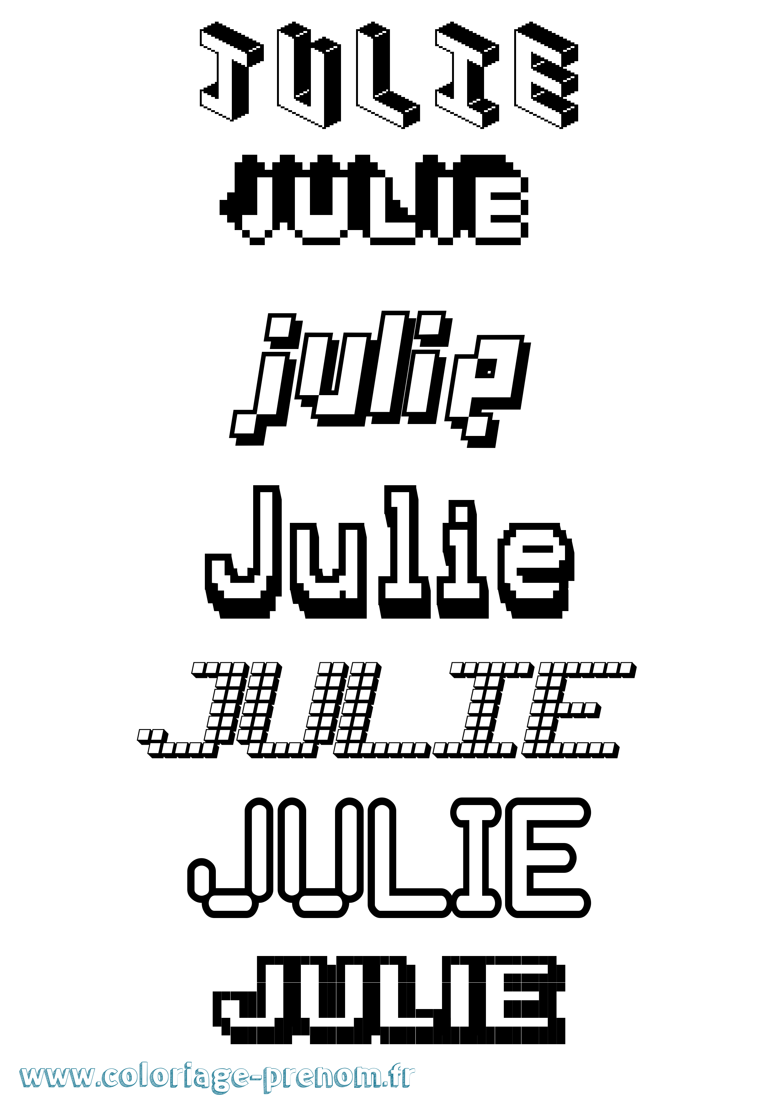 Coloriage prénom Julie Pixel