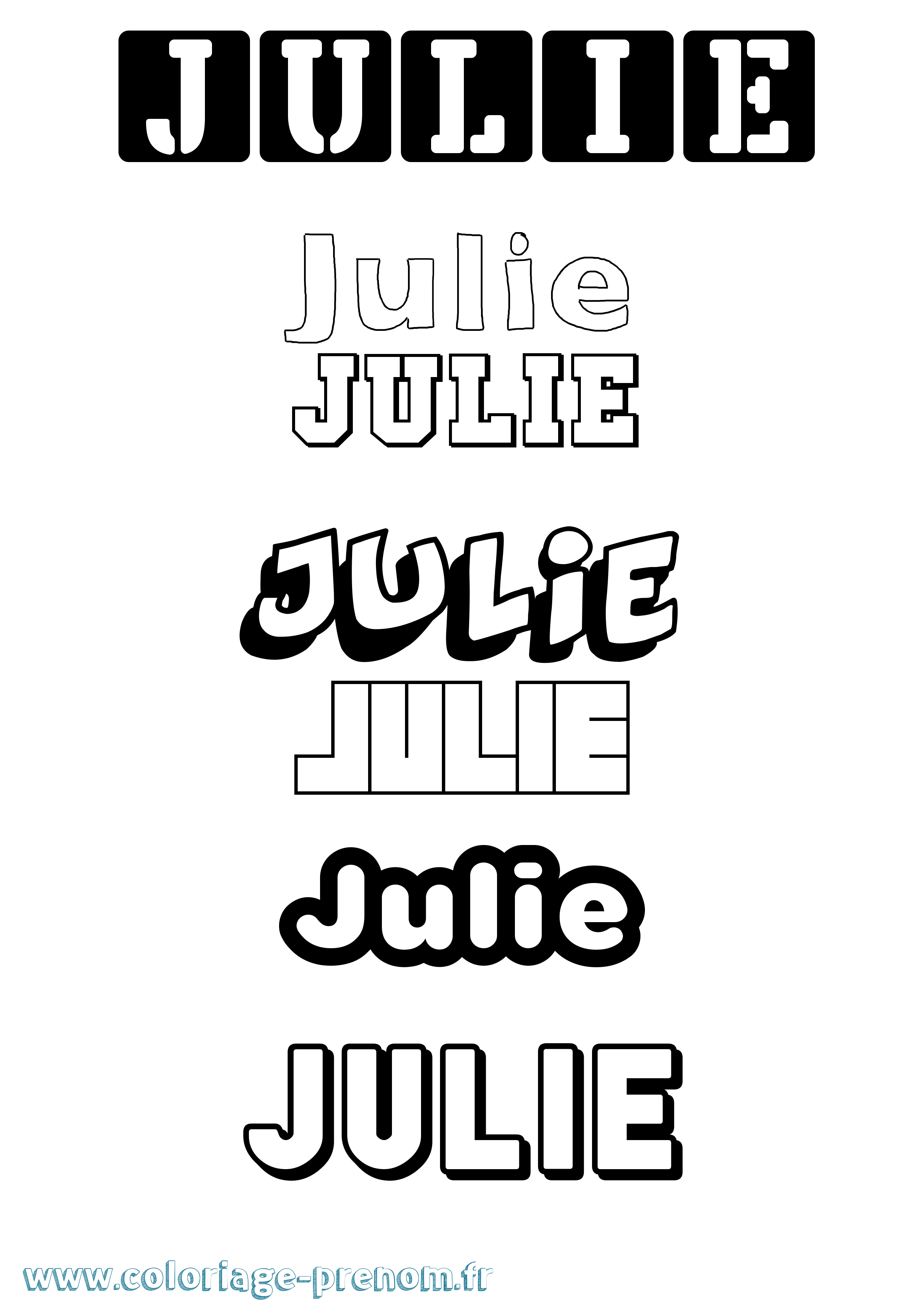 Coloriage prénom Julie Simple