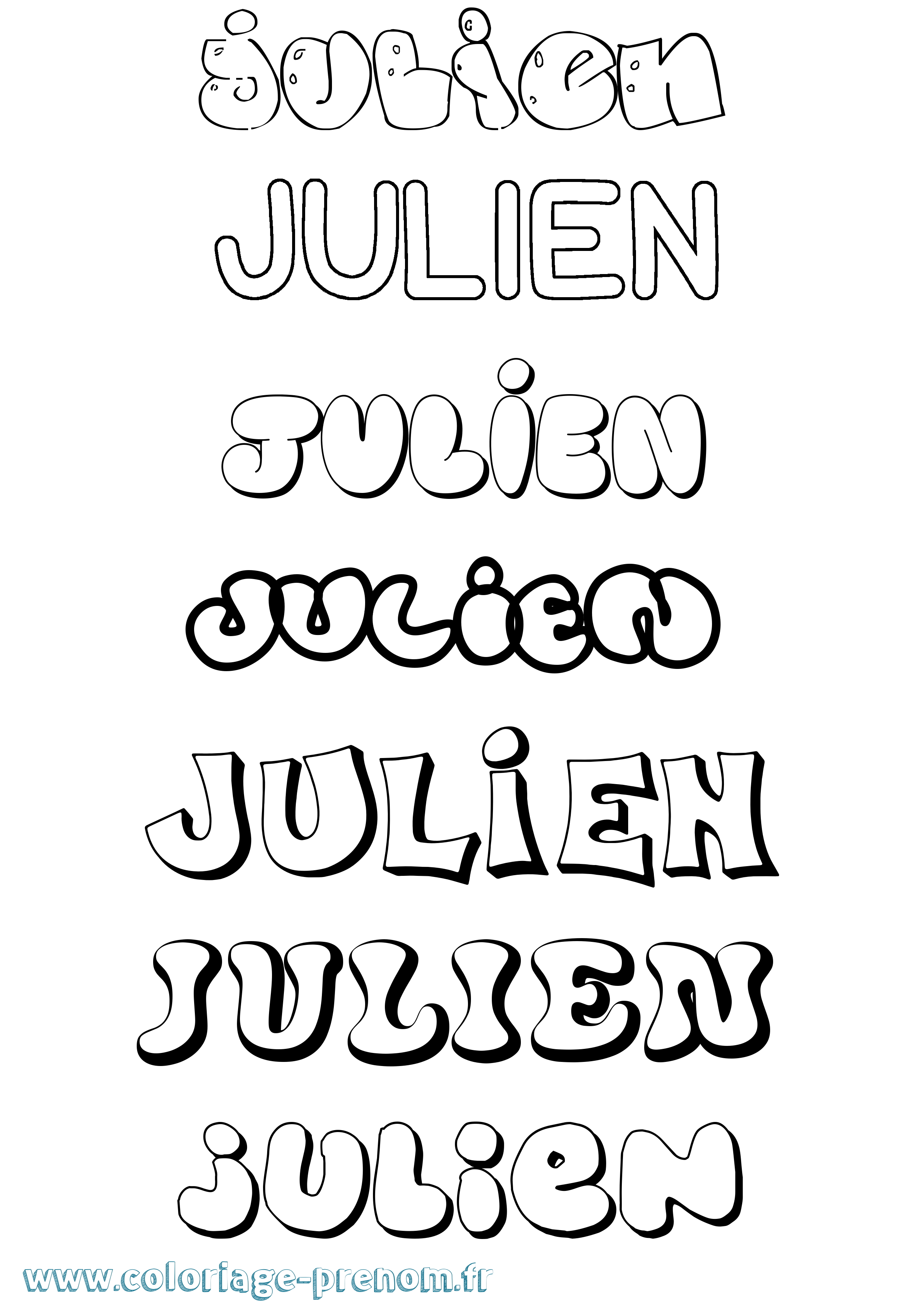 Coloriage prénom Julien Bubble