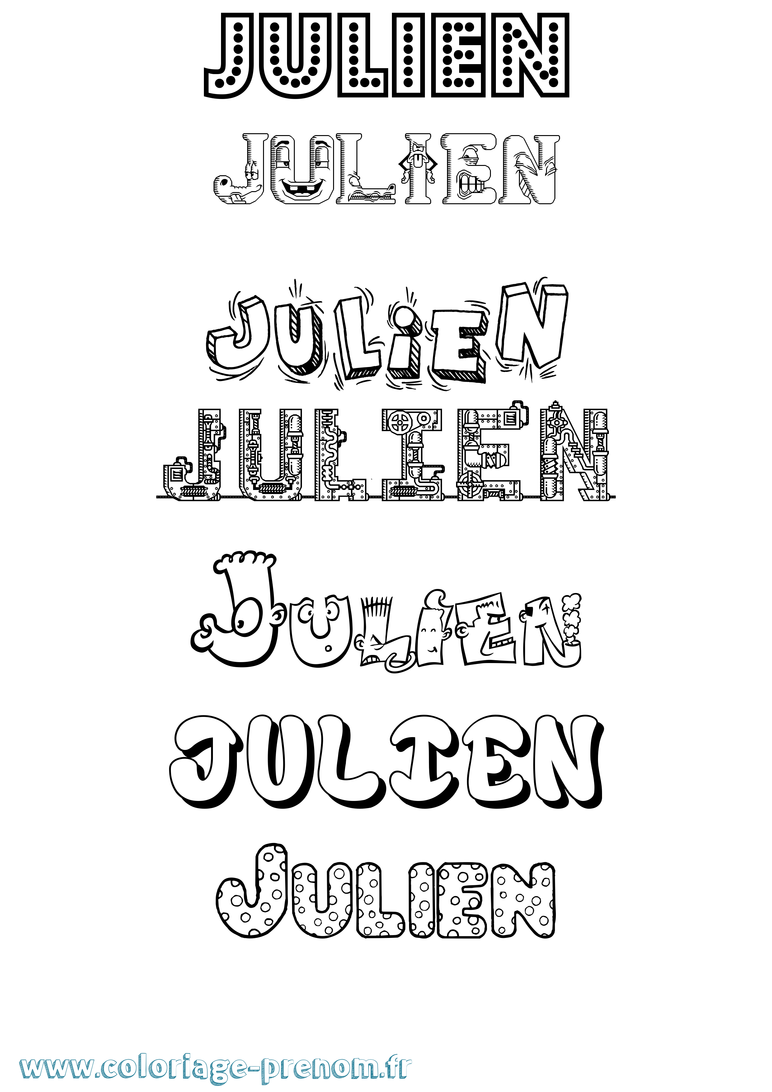 Coloriage prénom Julien Fun