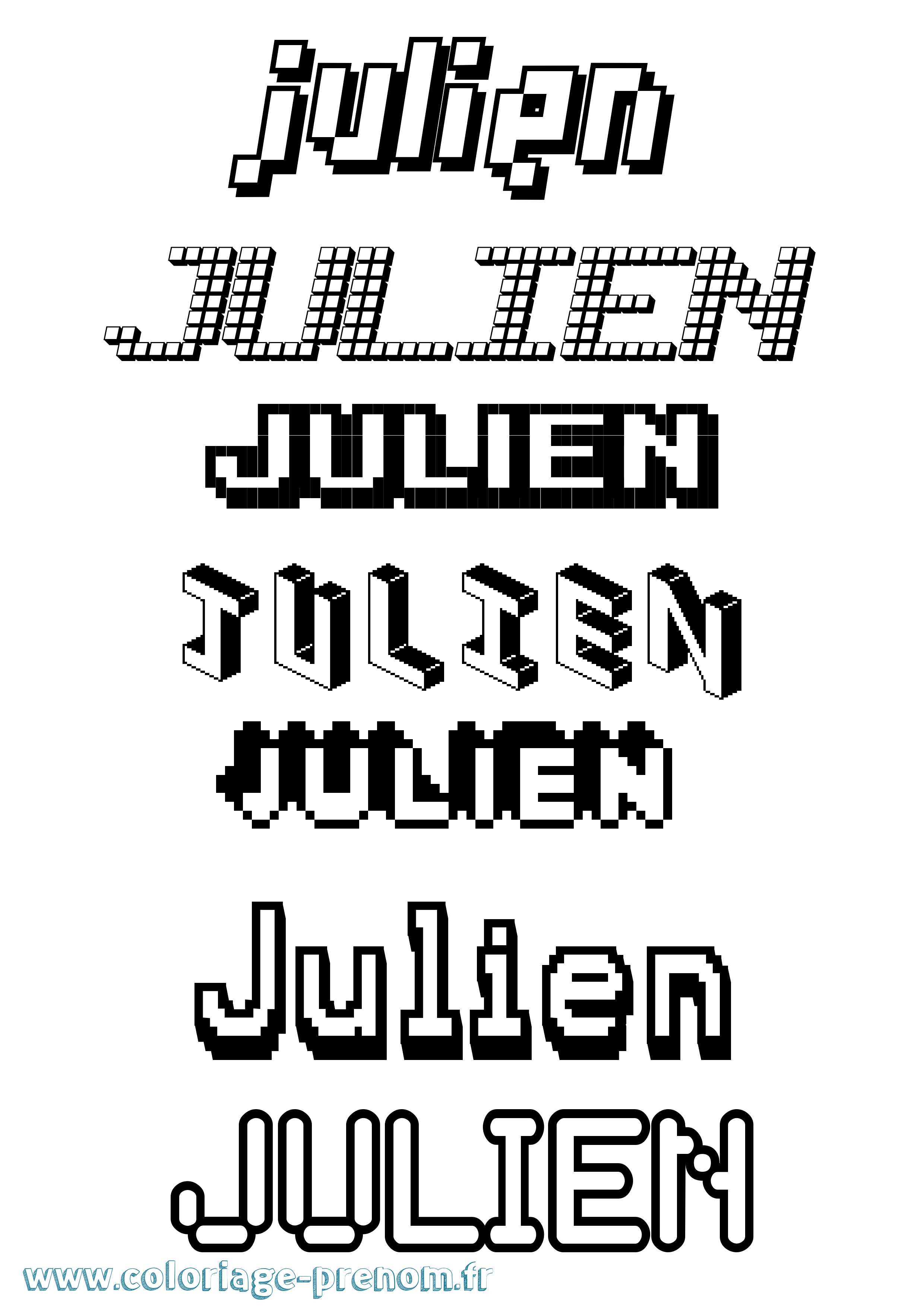 Coloriage prénom Julien Pixel