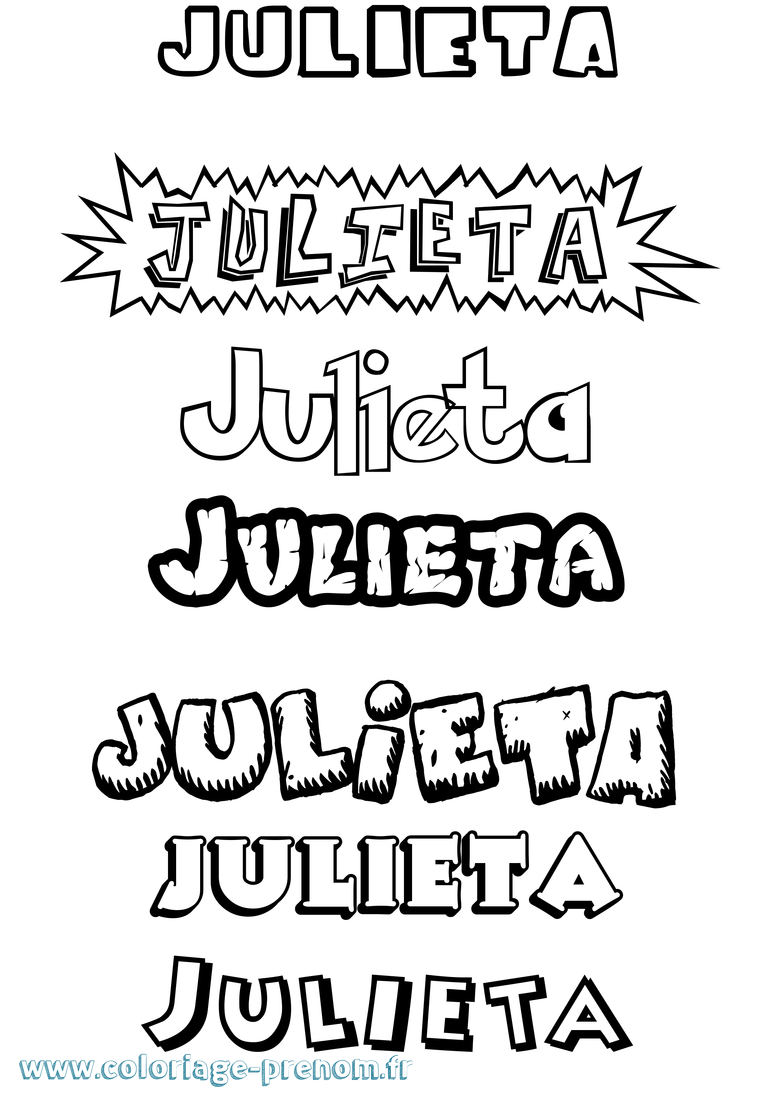 Coloriage prénom Julieta Dessin Animé