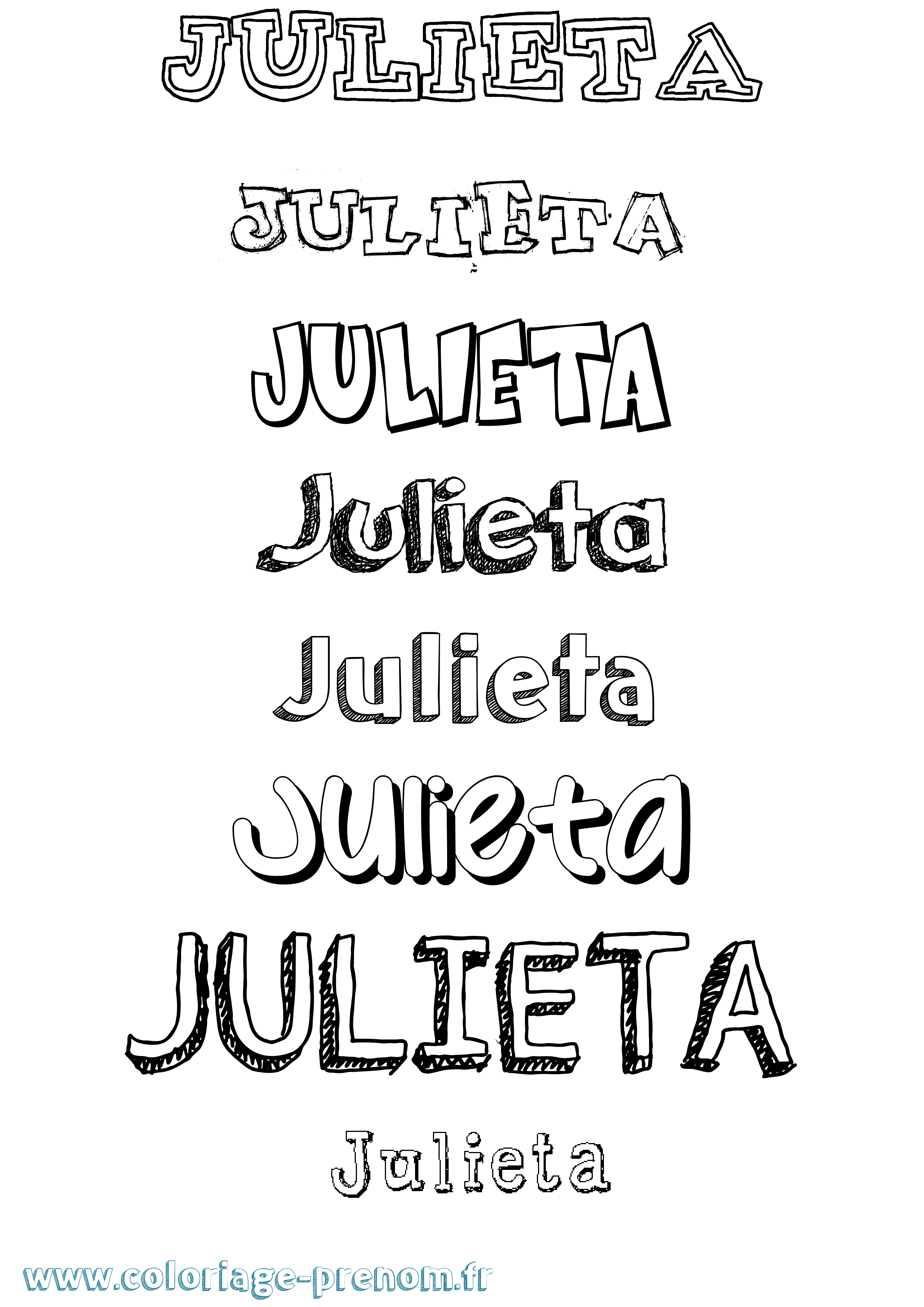 Coloriage prénom Julieta Dessiné