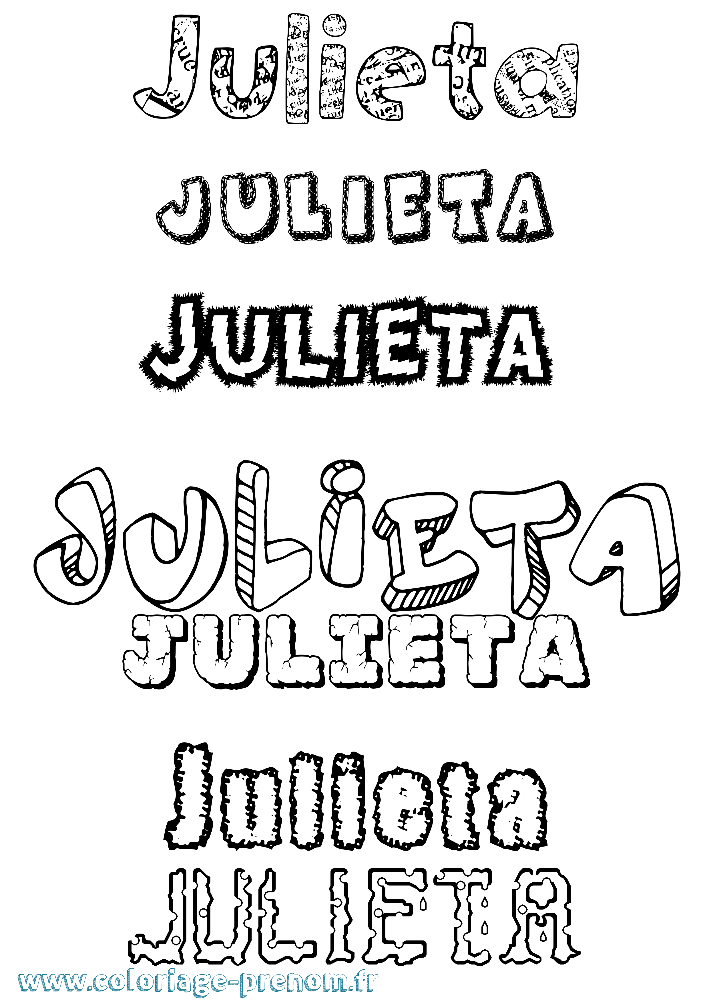 Coloriage prénom Julieta Destructuré