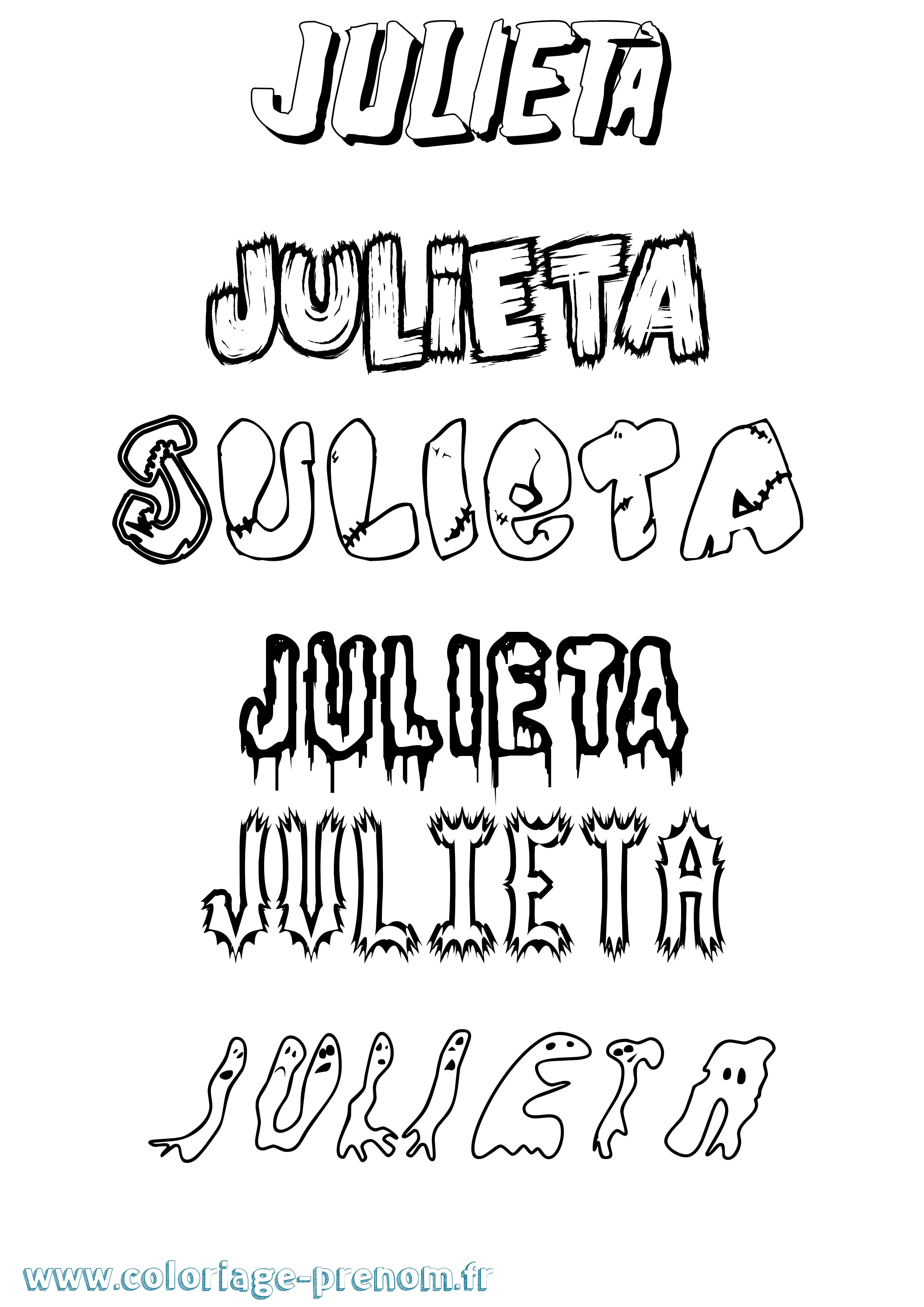 Coloriage prénom Julieta Frisson