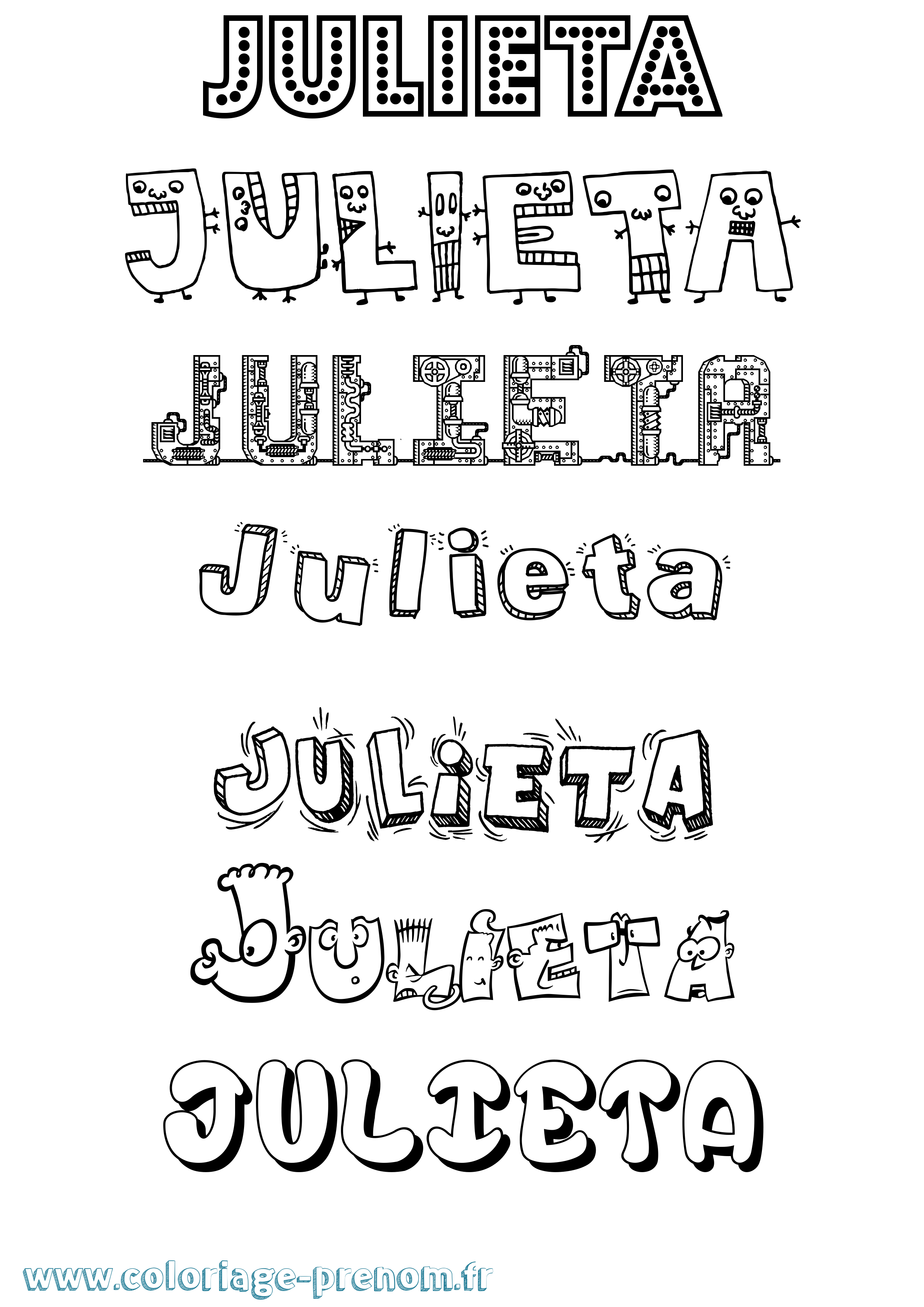 Coloriage prénom Julieta Fun