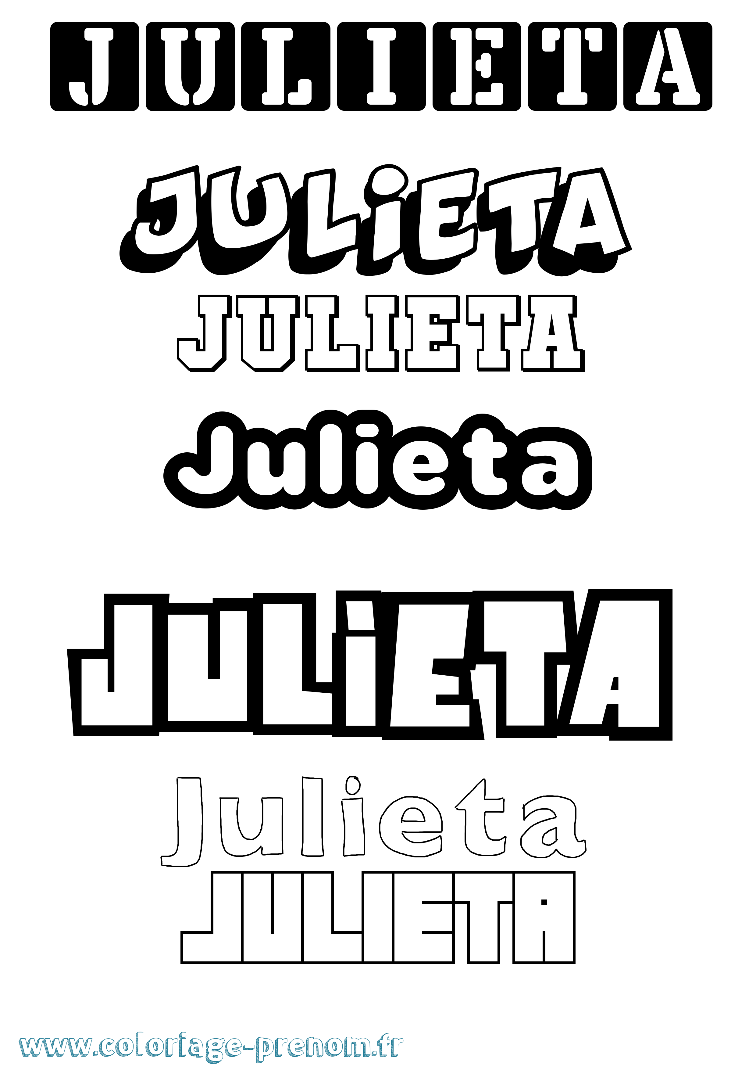 Coloriage prénom Julieta Simple