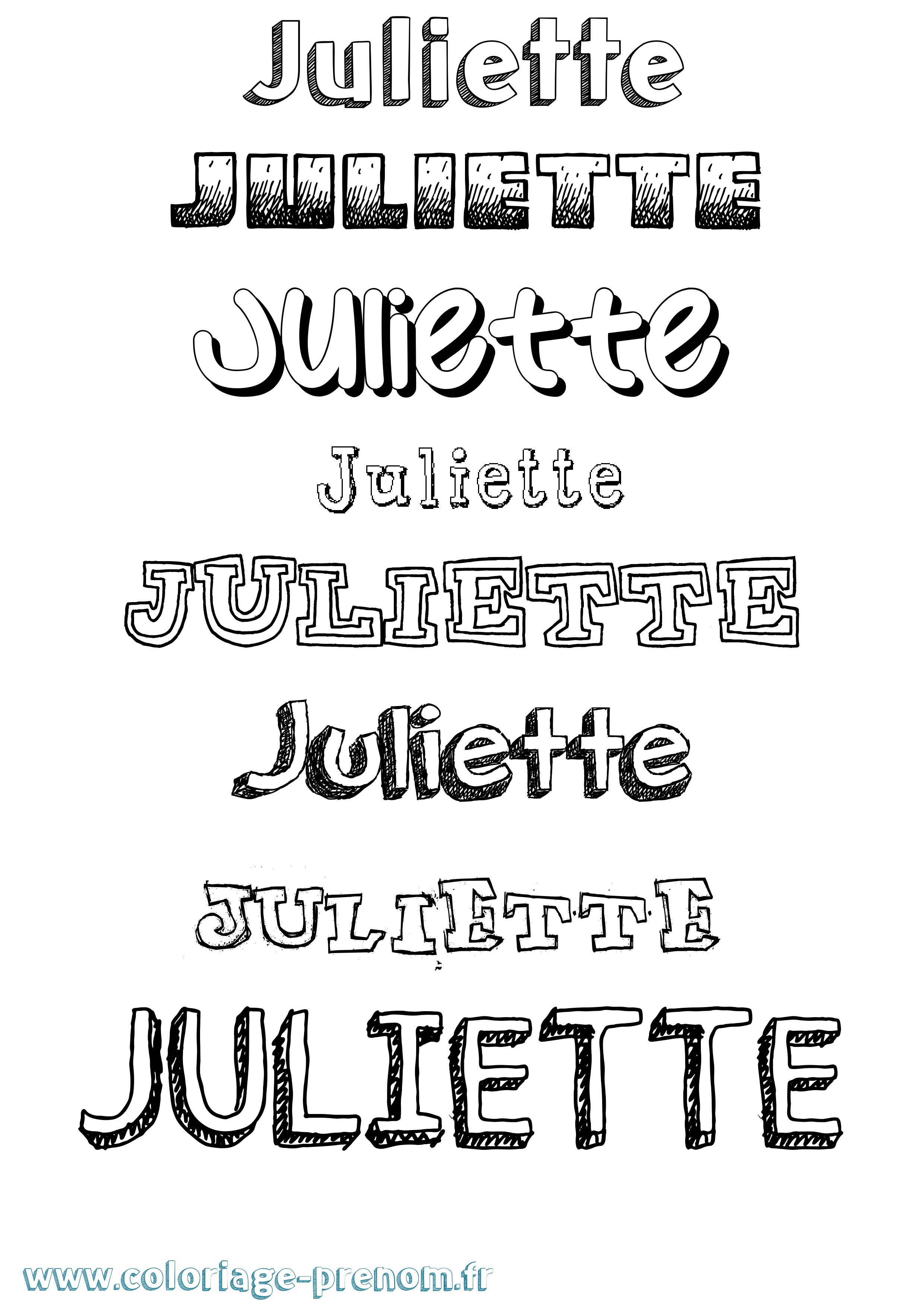 Coloriage prénom Juliette Dessiné