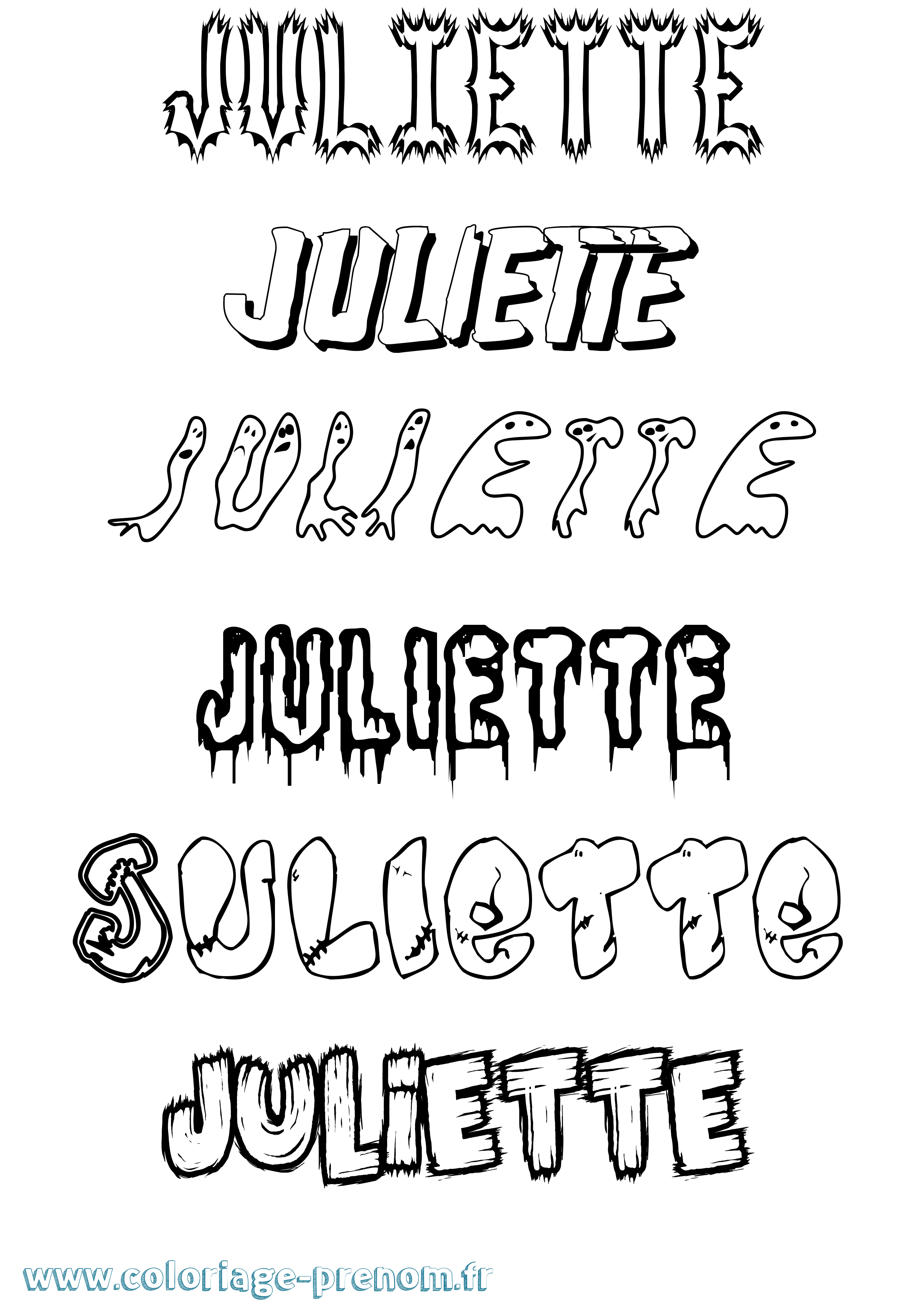 Coloriage prénom Juliette Frisson