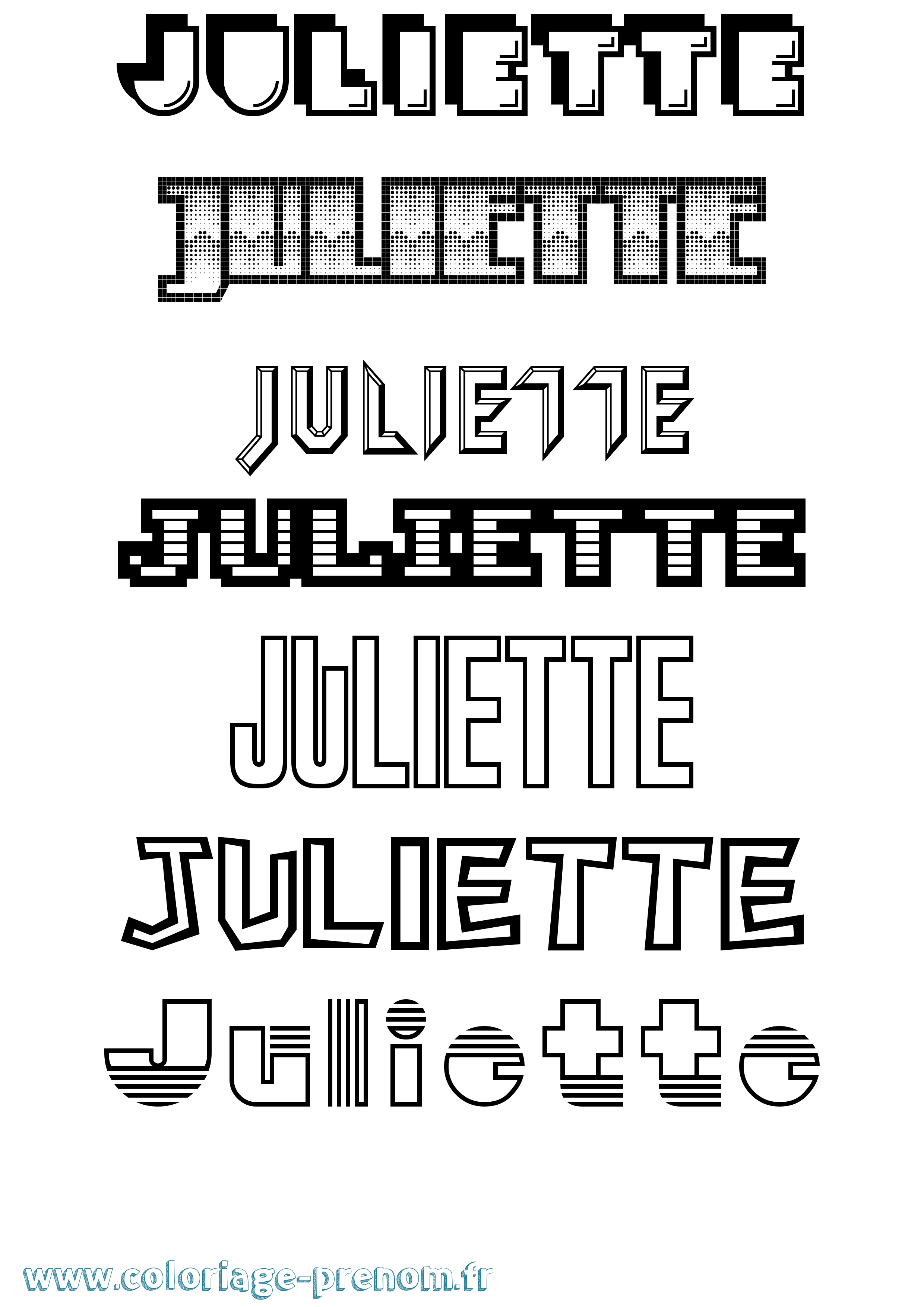 Coloriage prénom Juliette Jeux Vidéos