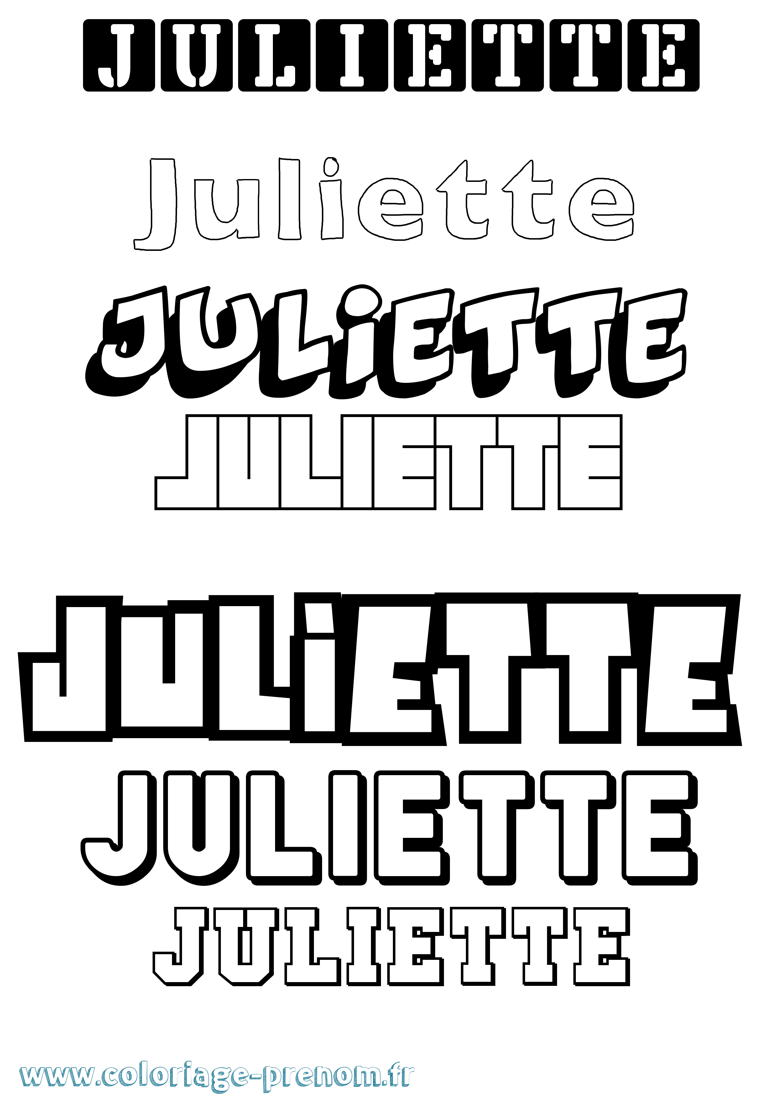 Coloriage prénom Juliette Simple