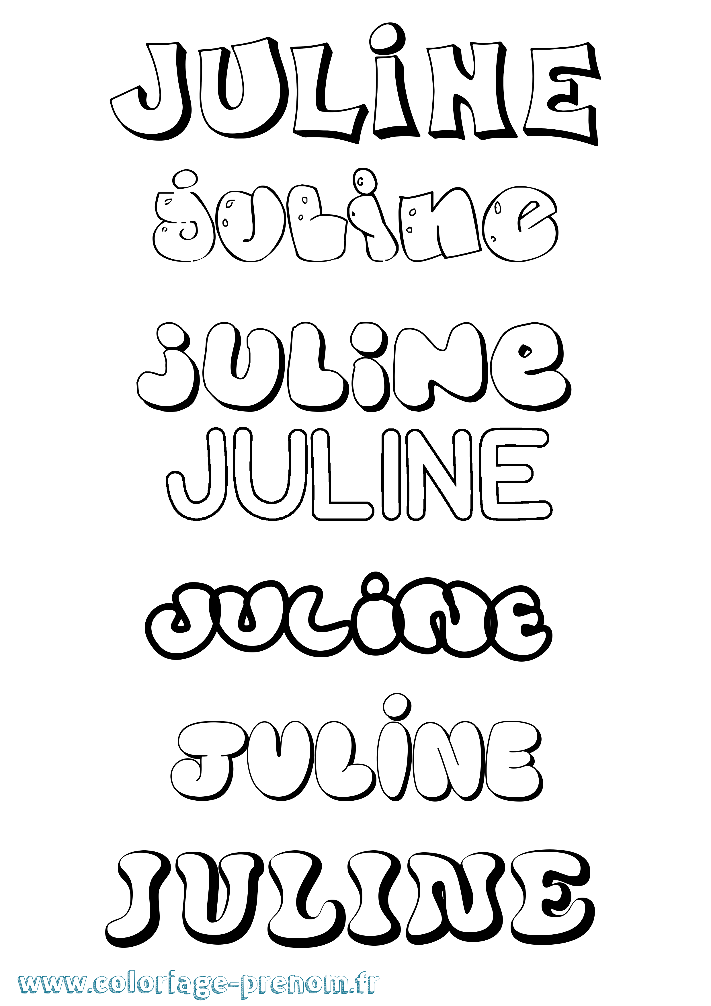 Coloriage prénom Juline Bubble