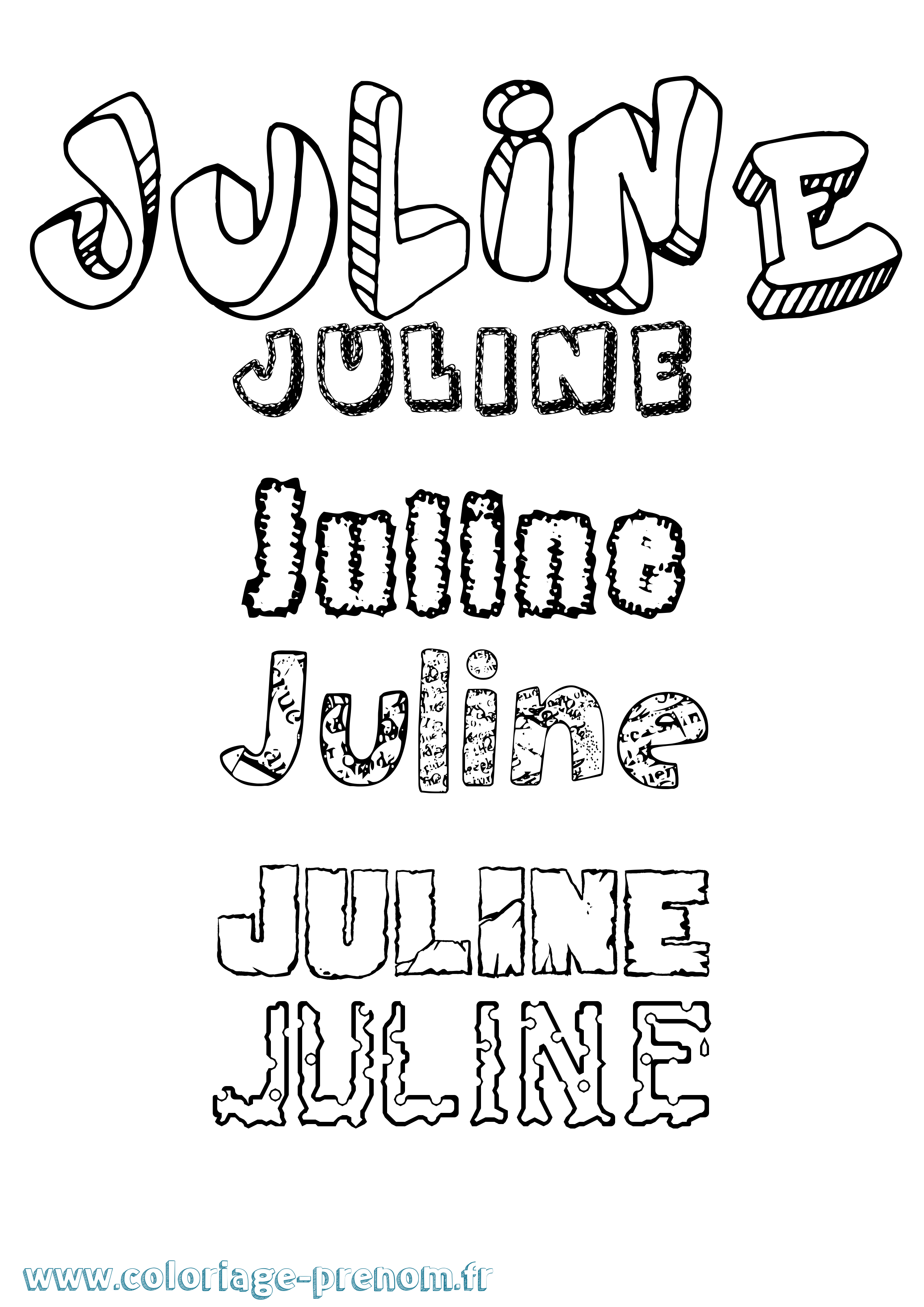 Coloriage prénom Juline Destructuré