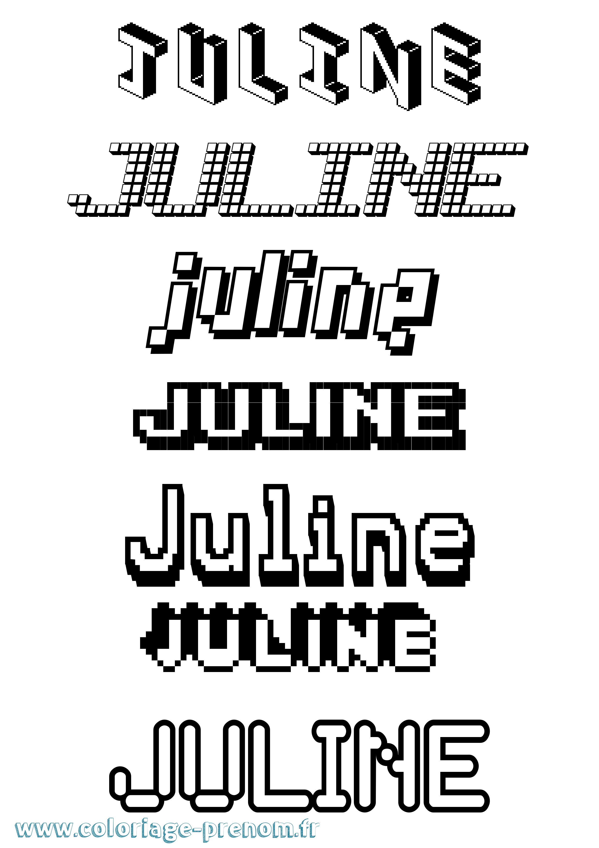 Coloriage prénom Juline Pixel