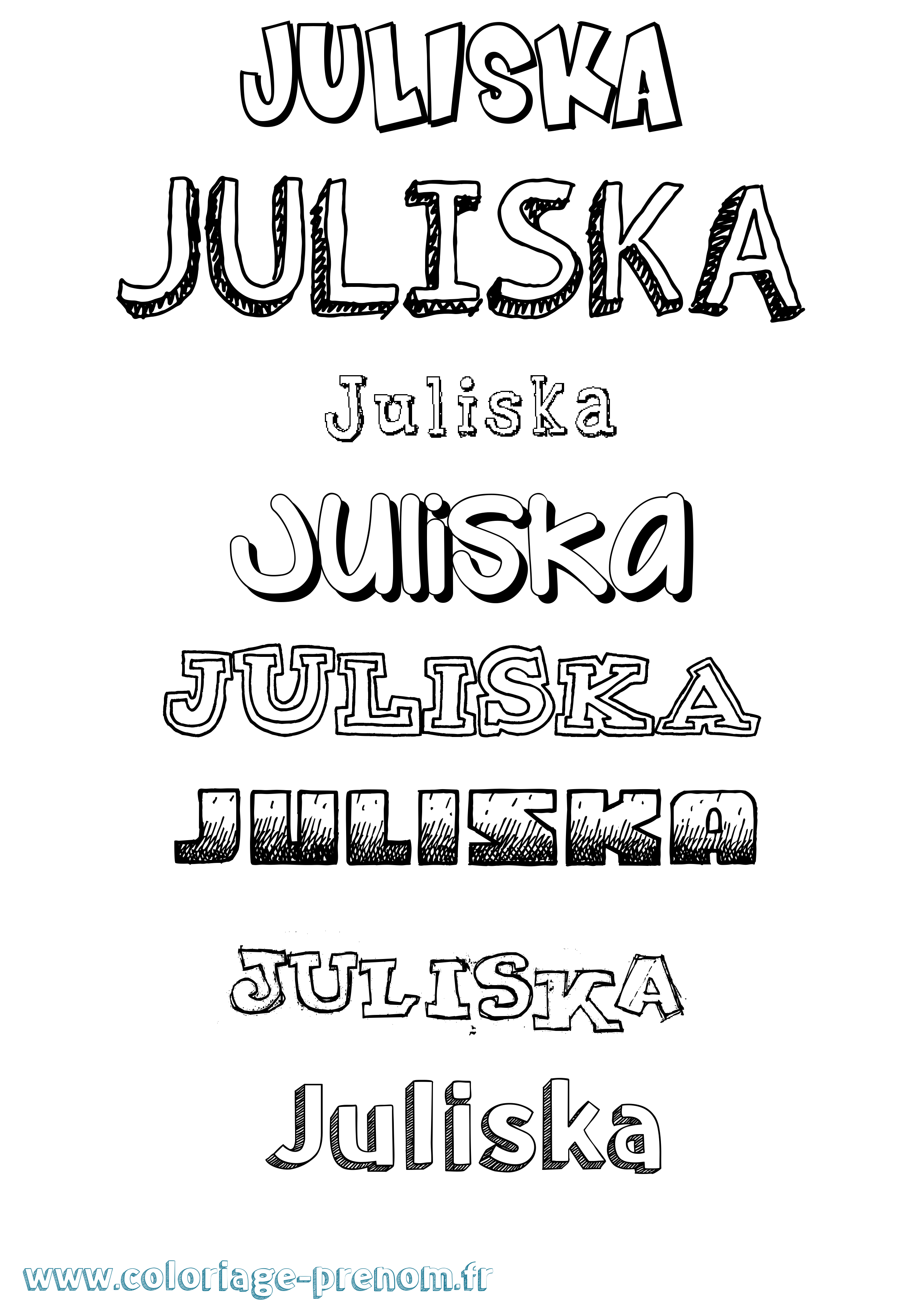Coloriage prénom Juliska Dessiné