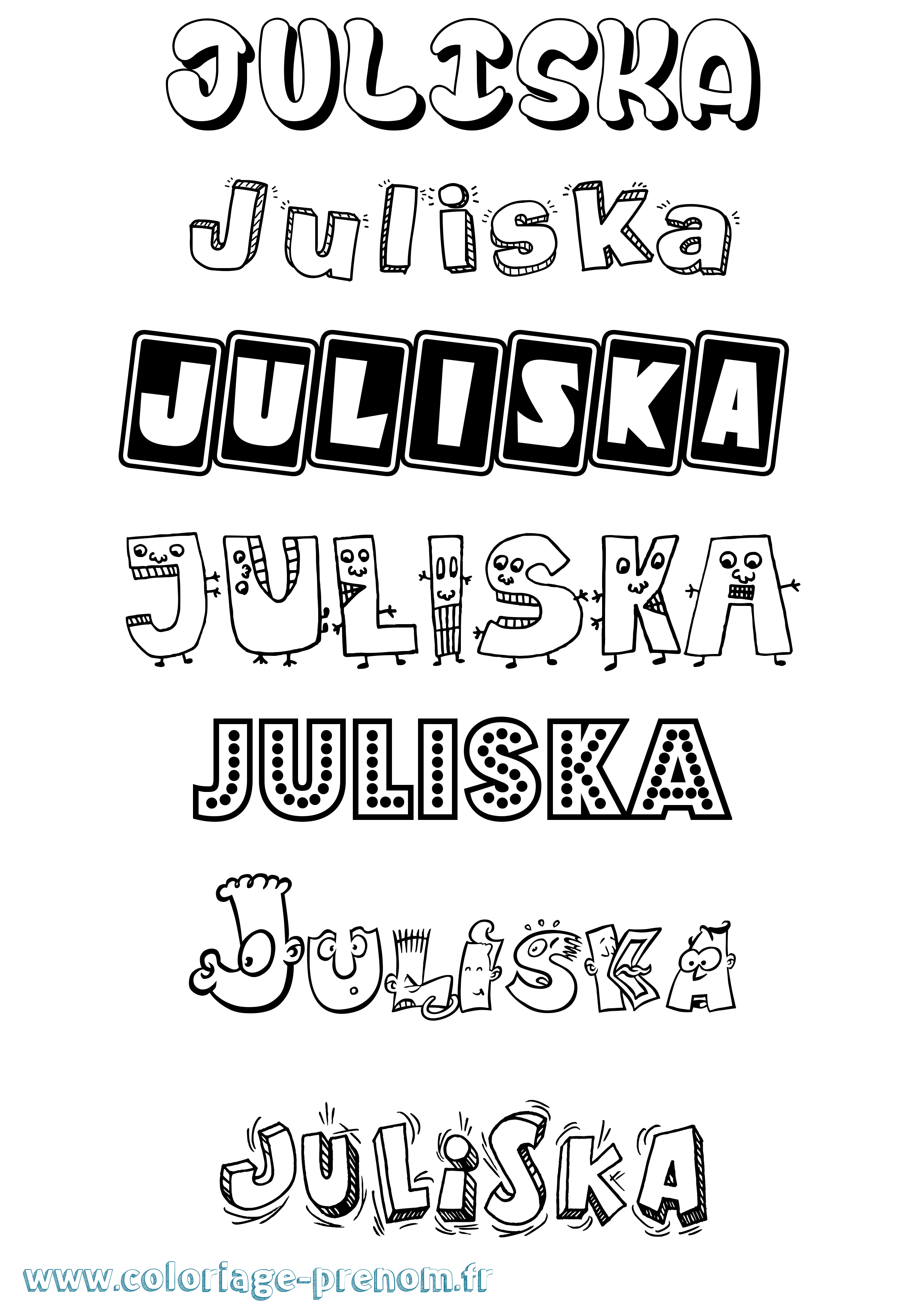 Coloriage prénom Juliska Fun