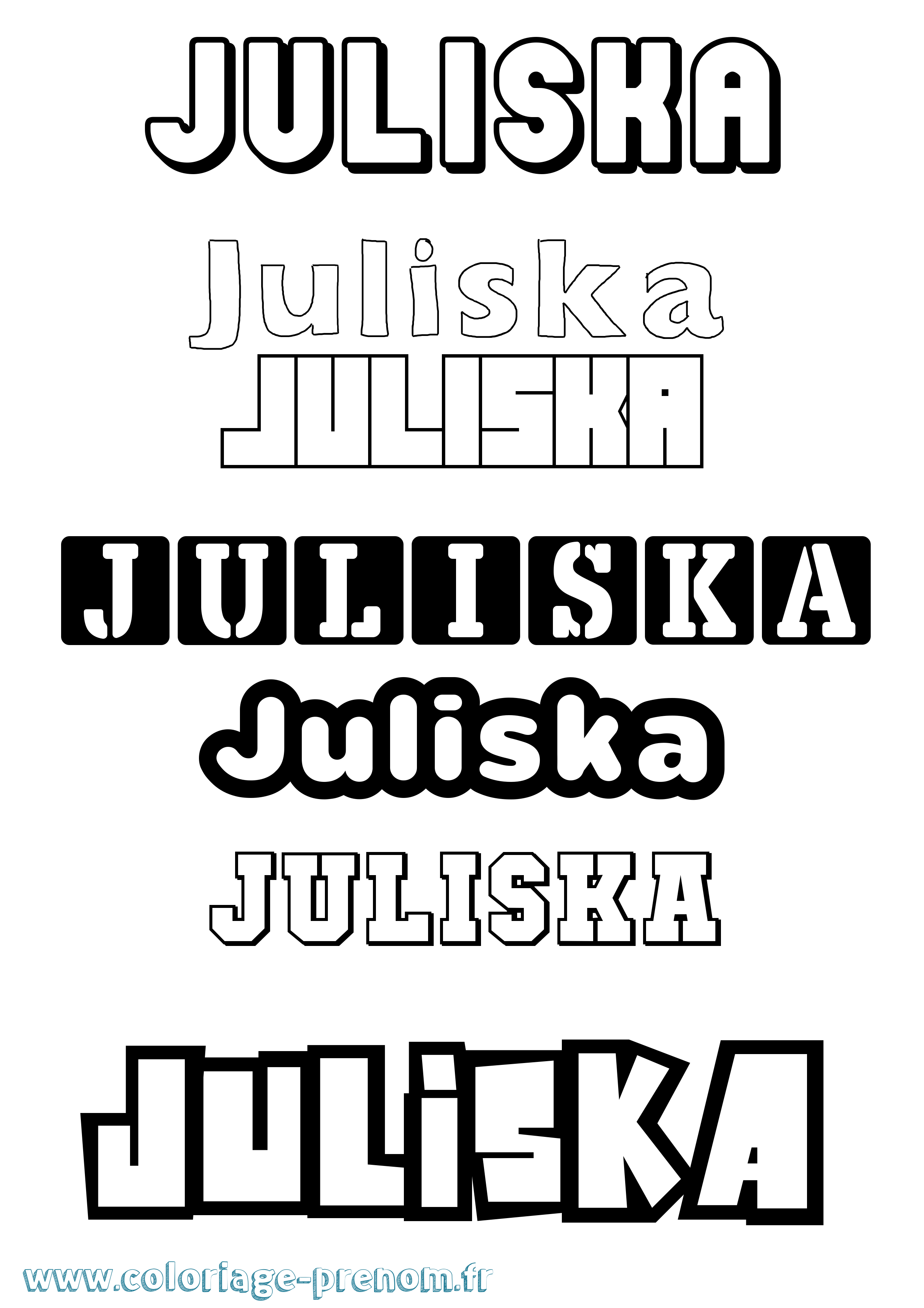 Coloriage prénom Juliska Simple