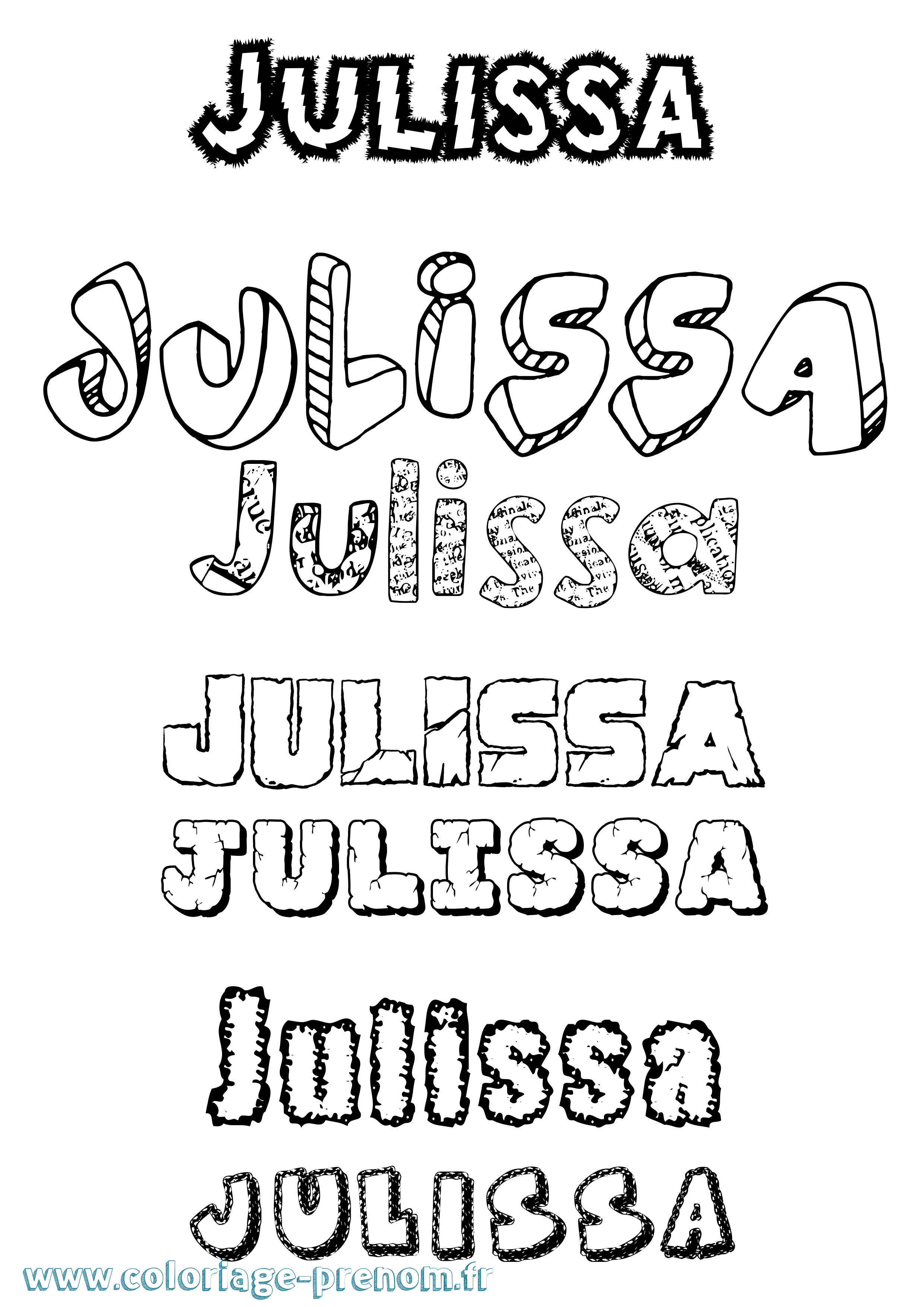 Coloriage prénom Julissa Destructuré
