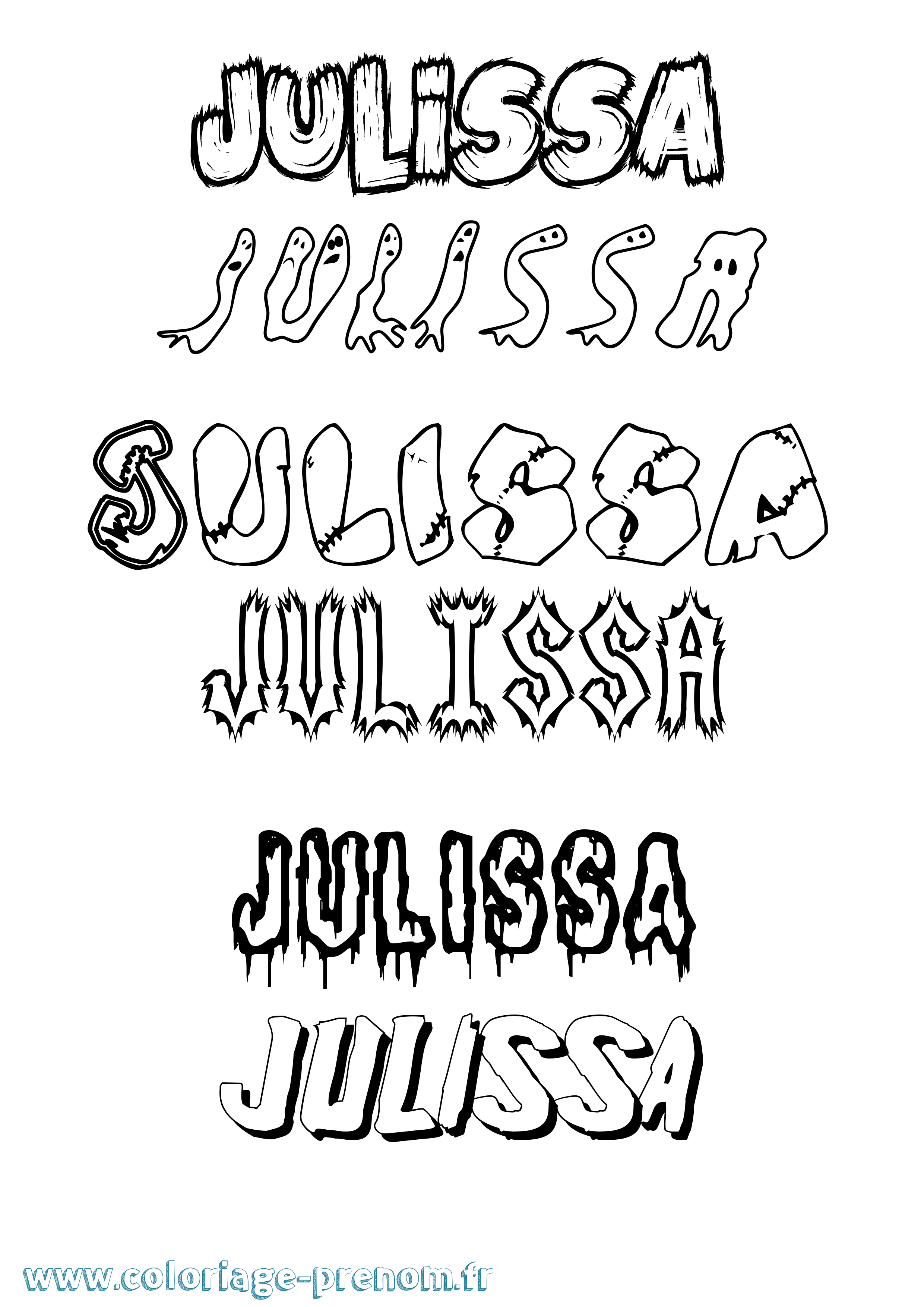 Coloriage prénom Julissa Frisson