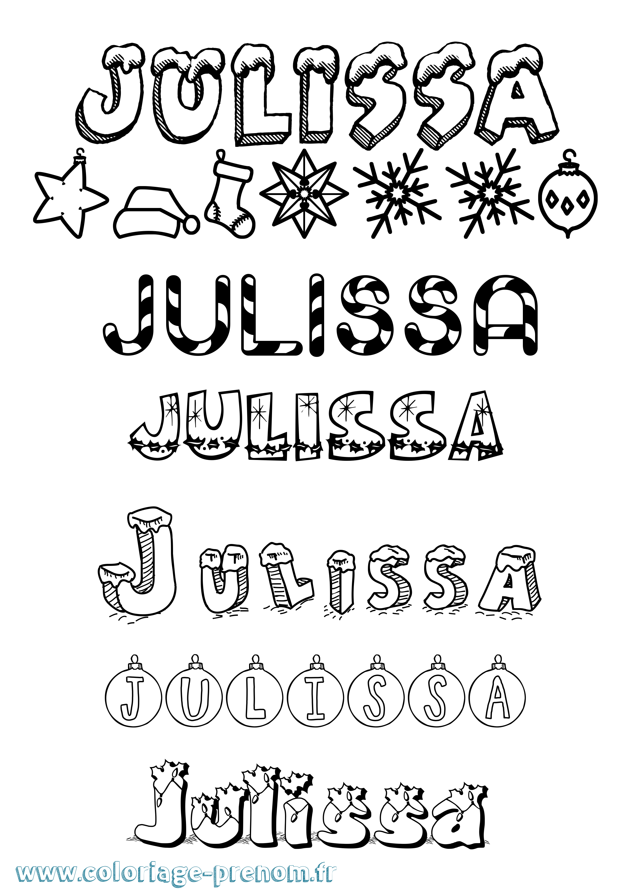 Coloriage prénom Julissa Noël